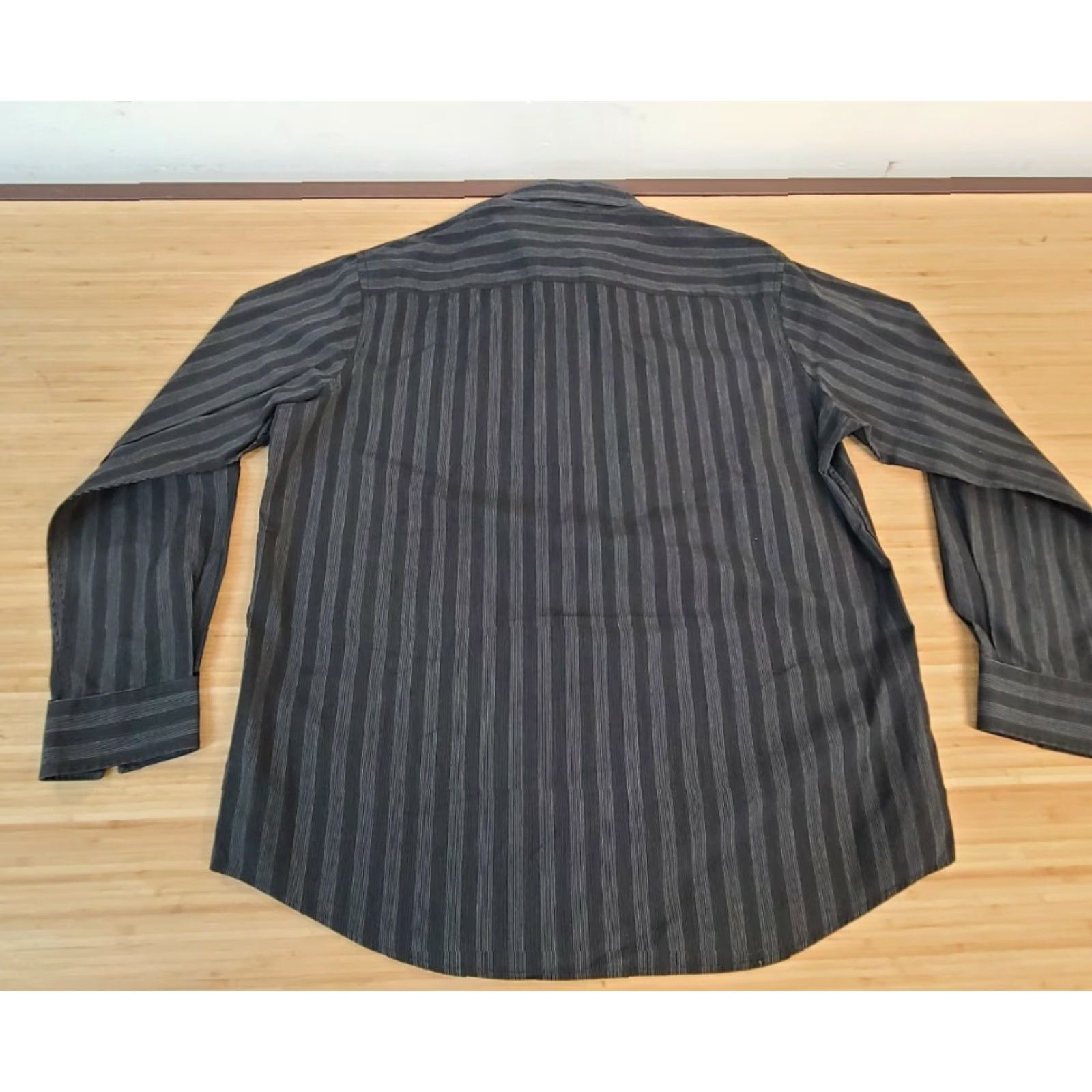 Perry Ellis Perry Ellis Shirt Adult Large Multicolor Striped Long Sleeve Button Up Dress Shirt Casual Men Size 42R - 4 Thumbnail