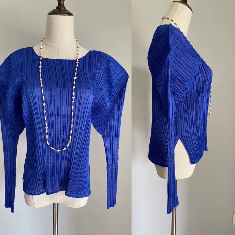 Issey Miyake Issey Miyake size:3 A long-sleeved top with a sapphire blu Size M / US 6-8 / IT 42-44 - 2 Thumbnail
