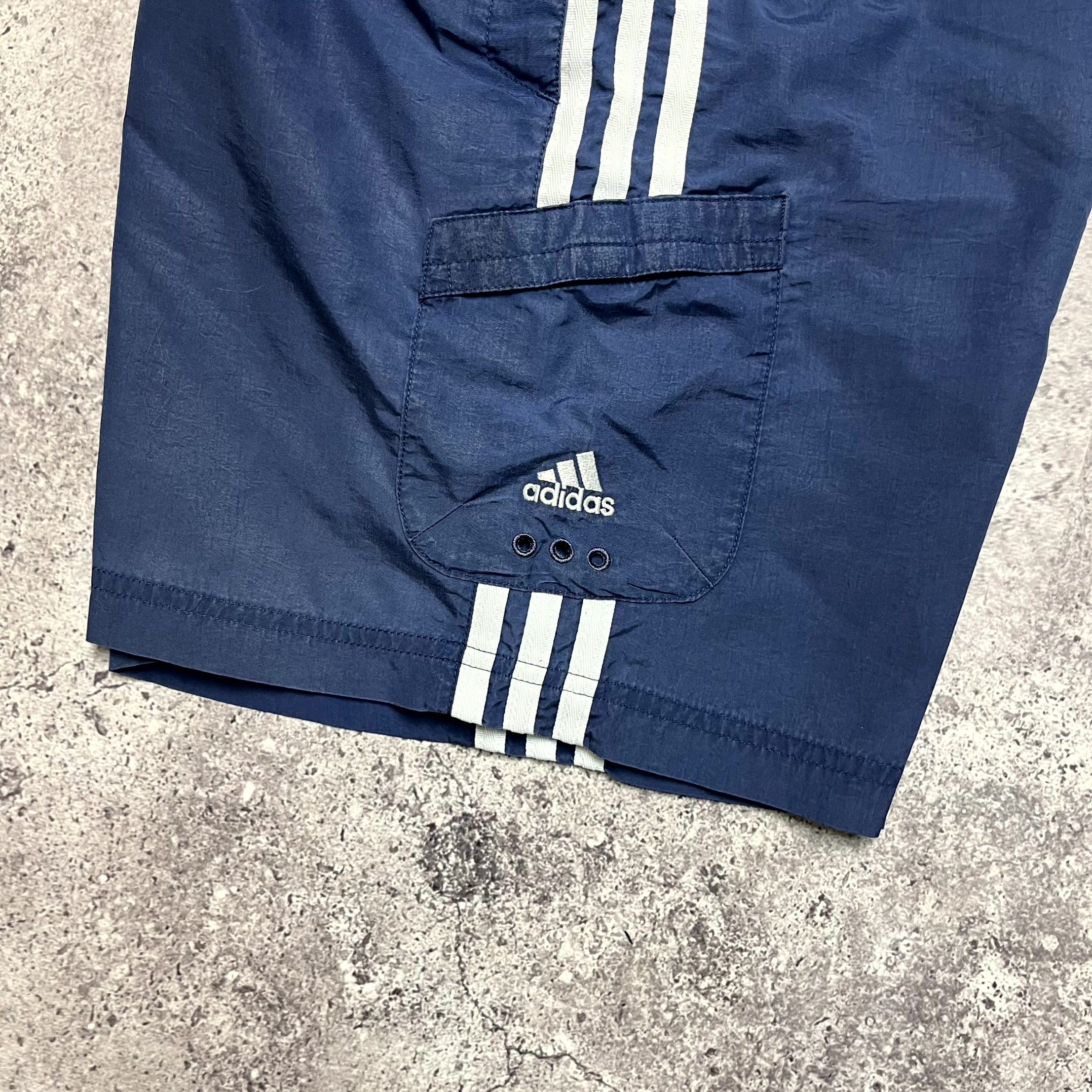 Adidas Y2K Adidas Navy Blue Shorts Striped Cargo Pocket Size S Size US 31 - 4 Thumbnail