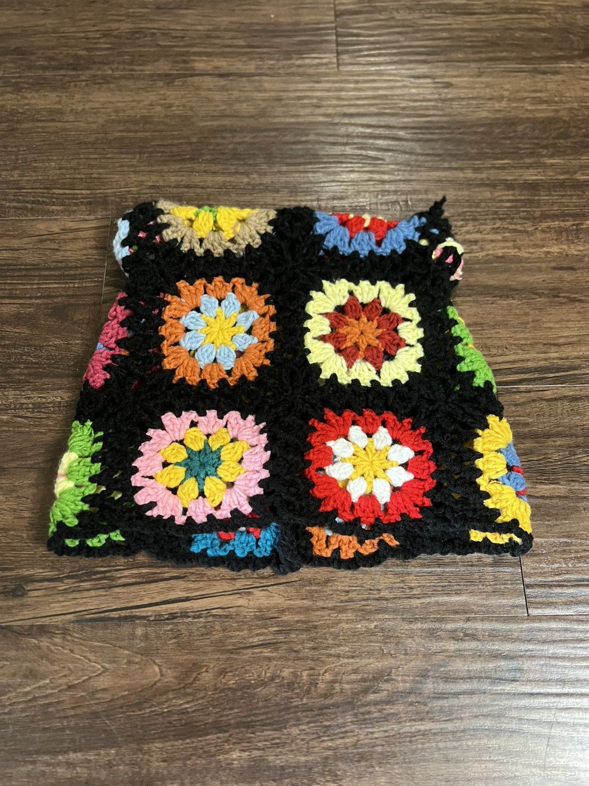 Other Black Crochet Flower Beanie Size ONE SIZE - 1 Thumbnail