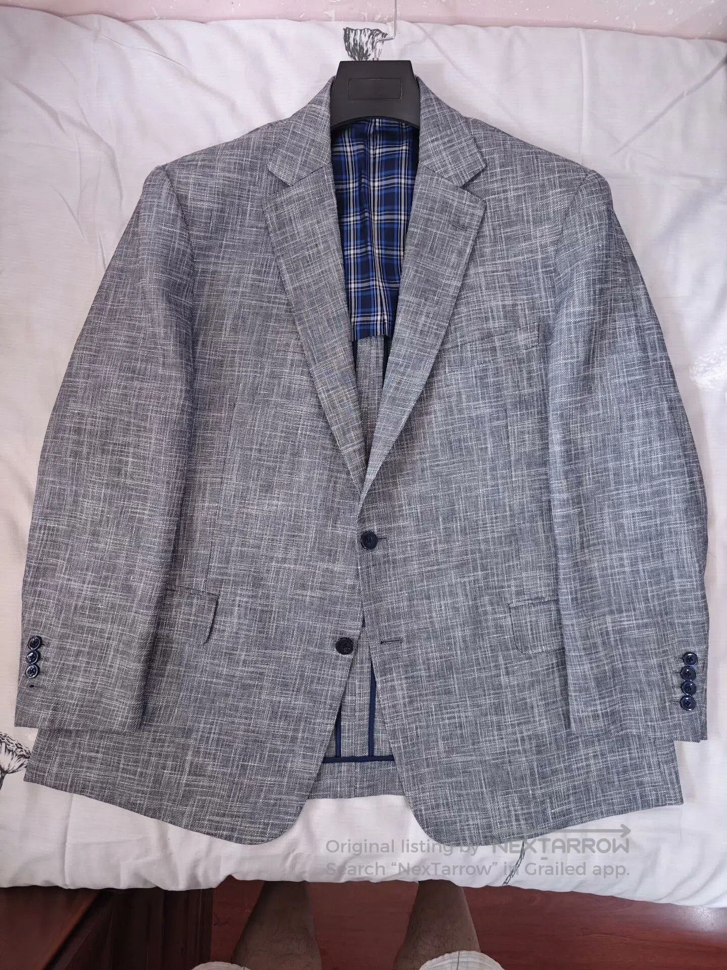 Japanese Brand Custom Gray-Blue Wool Linen Suit. Size US M / EU 48-50 / 2 - 5 Thumbnail