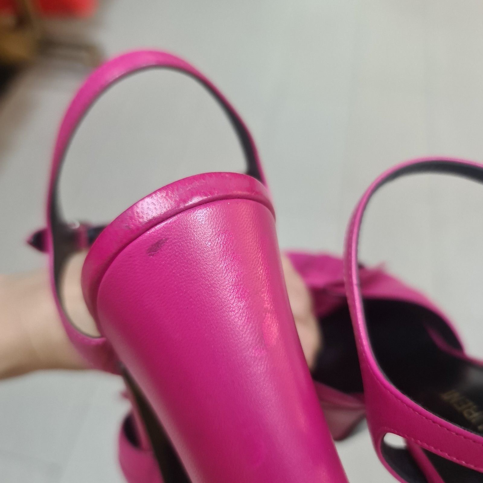 Saint Laurent Paris Saint Laurent Pink Candy Leather Platform Sandals Size 37.5 Size US 6.5 / IT 36.5 - 7 Thumbnail