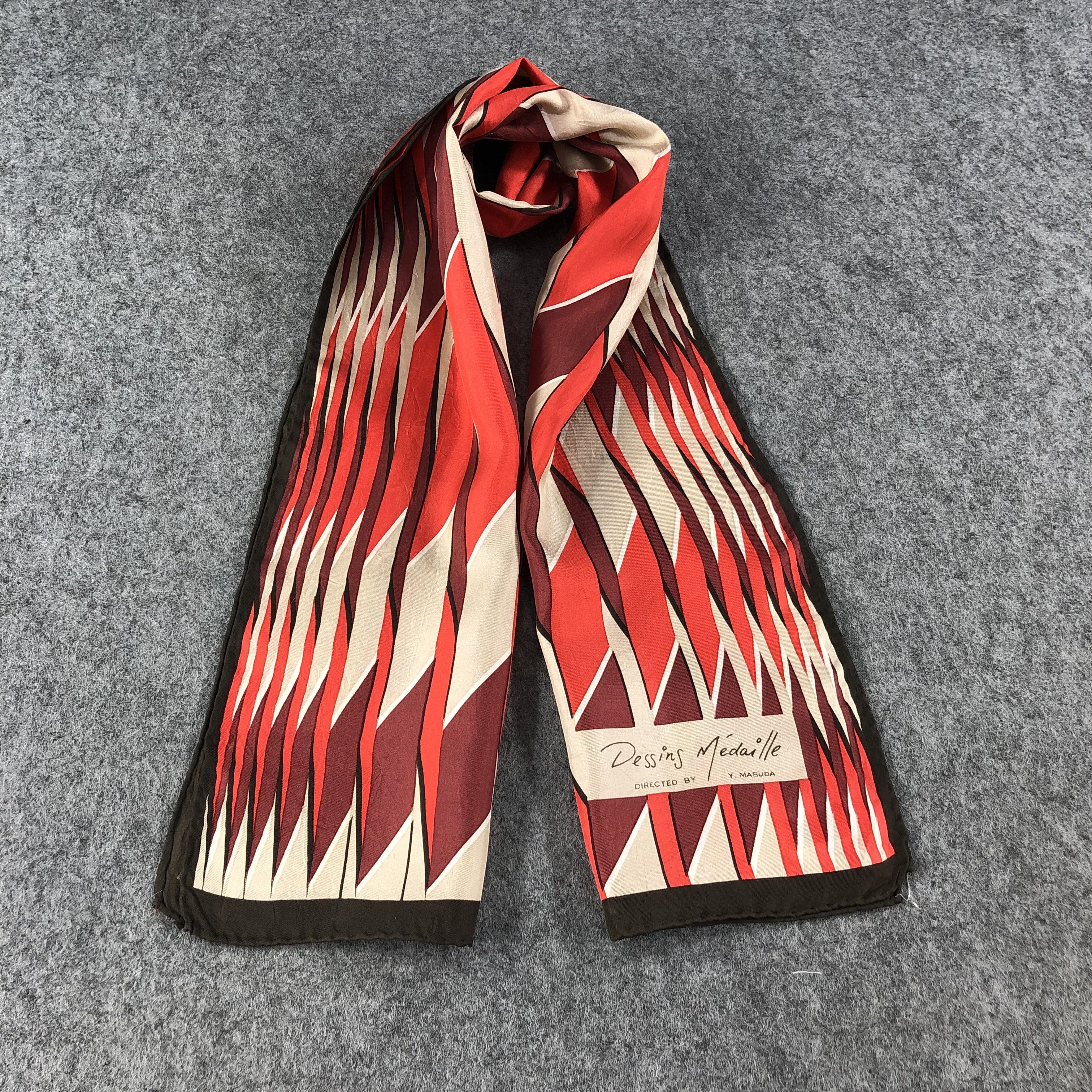 Vintage Dessins by Y. Masuda Silk Stole Silk Scarf M806