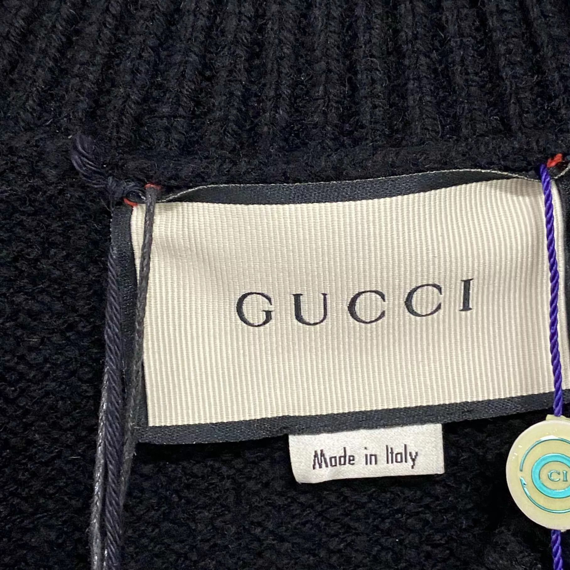 Gucci GUCCI Black Bee Embroidered V-Neck Wool Sweater M Size US M / EU 48-50 / 2 - 6 Thumbnail