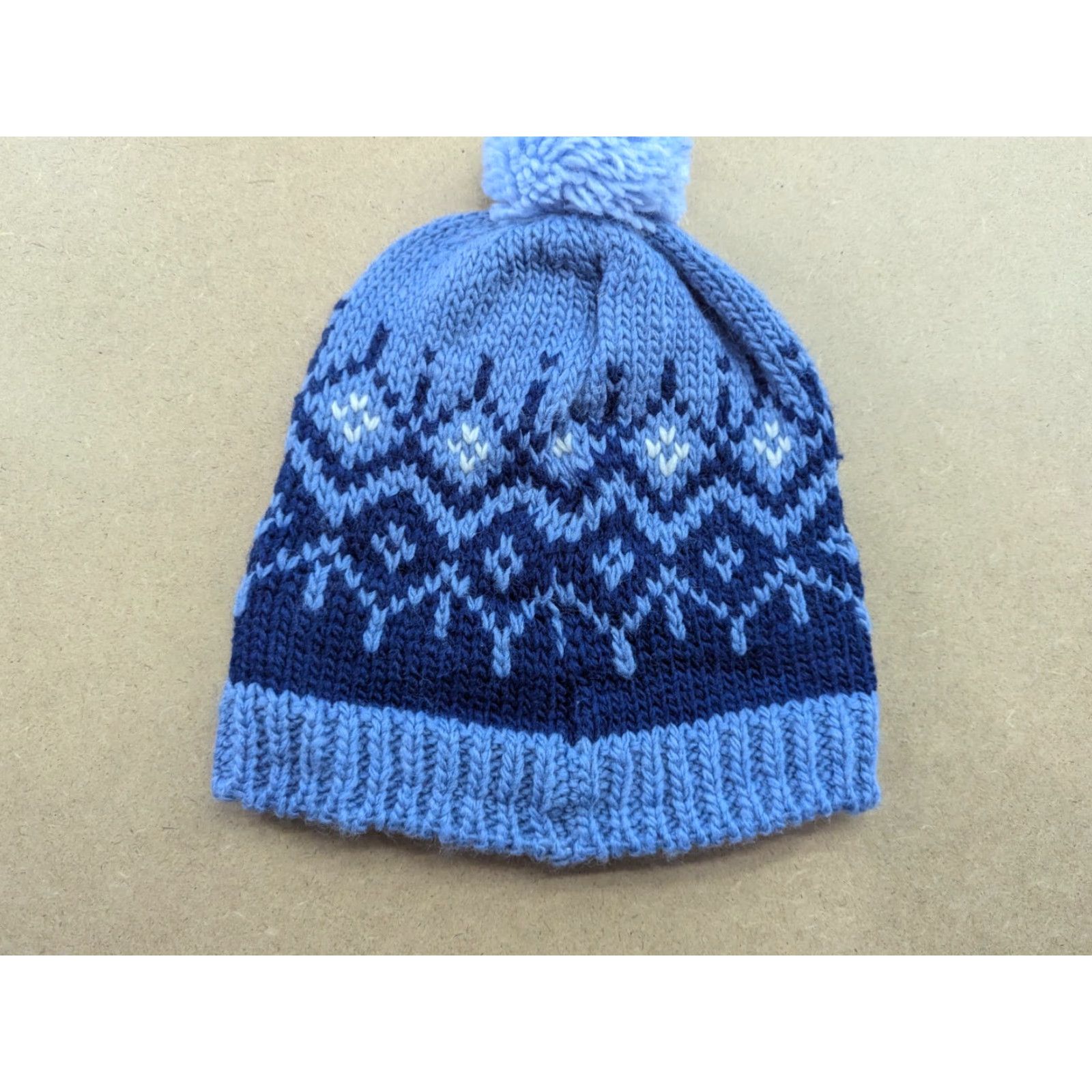 Vintage Kari Traa Beanie Hat Womens One Size Wool Blend Blue Lined Pom Pom Fair Isle Size ONE SIZE - 2 Thumbnail