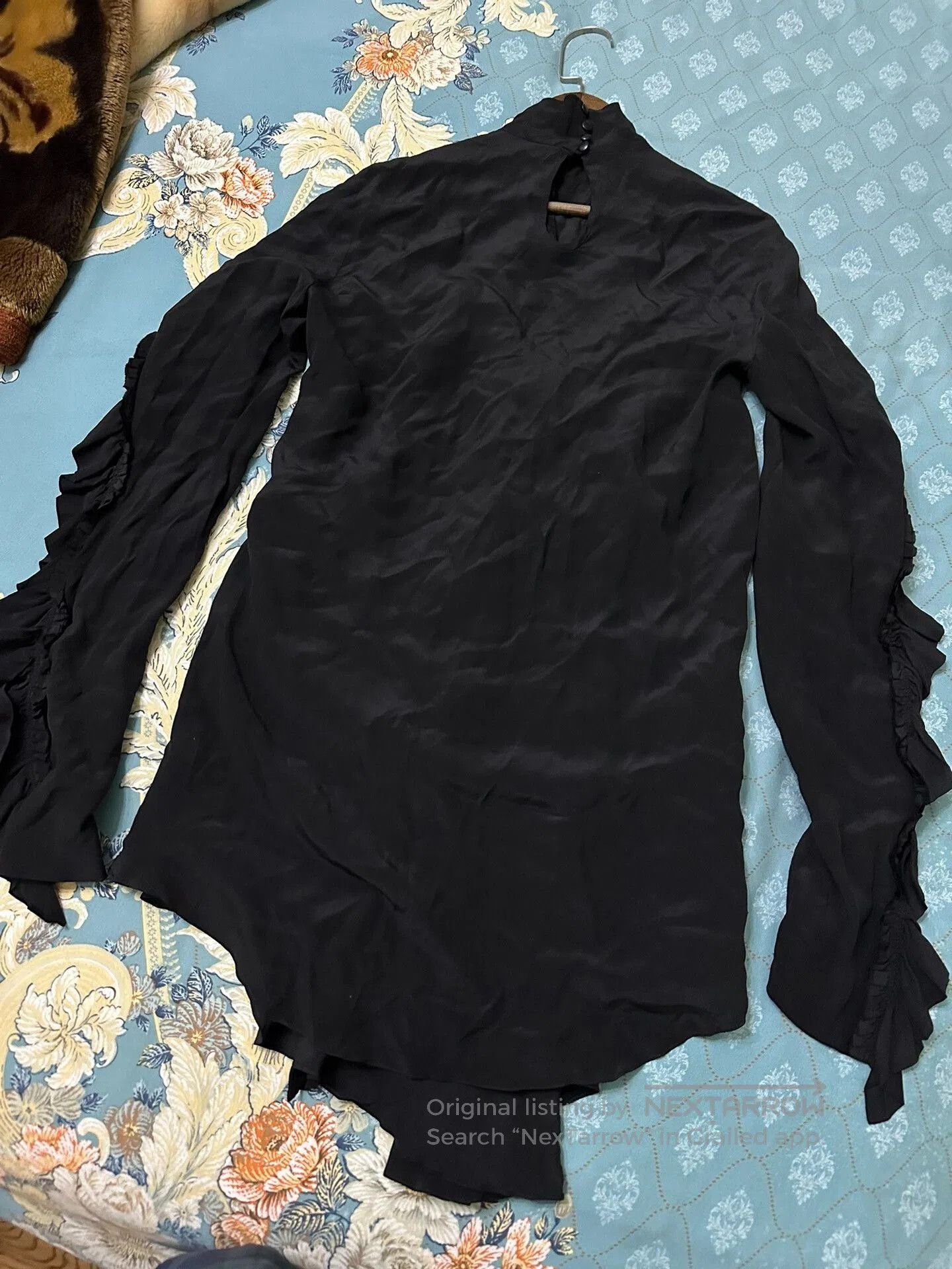 Petar Petrov Black Silk Ruffle Sleeve Top. Size M / US 6-8 / IT 42-44 - 4 Thumbnail