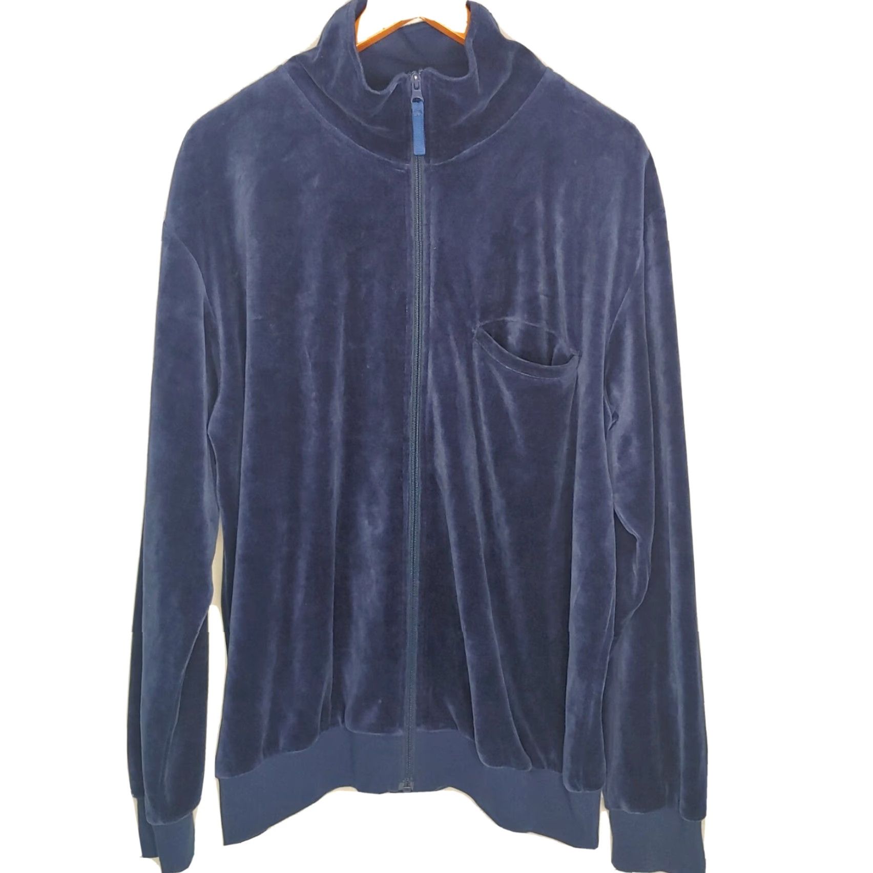 Blair VINTAGE John Blair Sweatshirt Large Blue Velour Jacket Retro Full Zip Grandpacore Mens Size US L / EU 52-54 / 3 - 2 Thumbnail