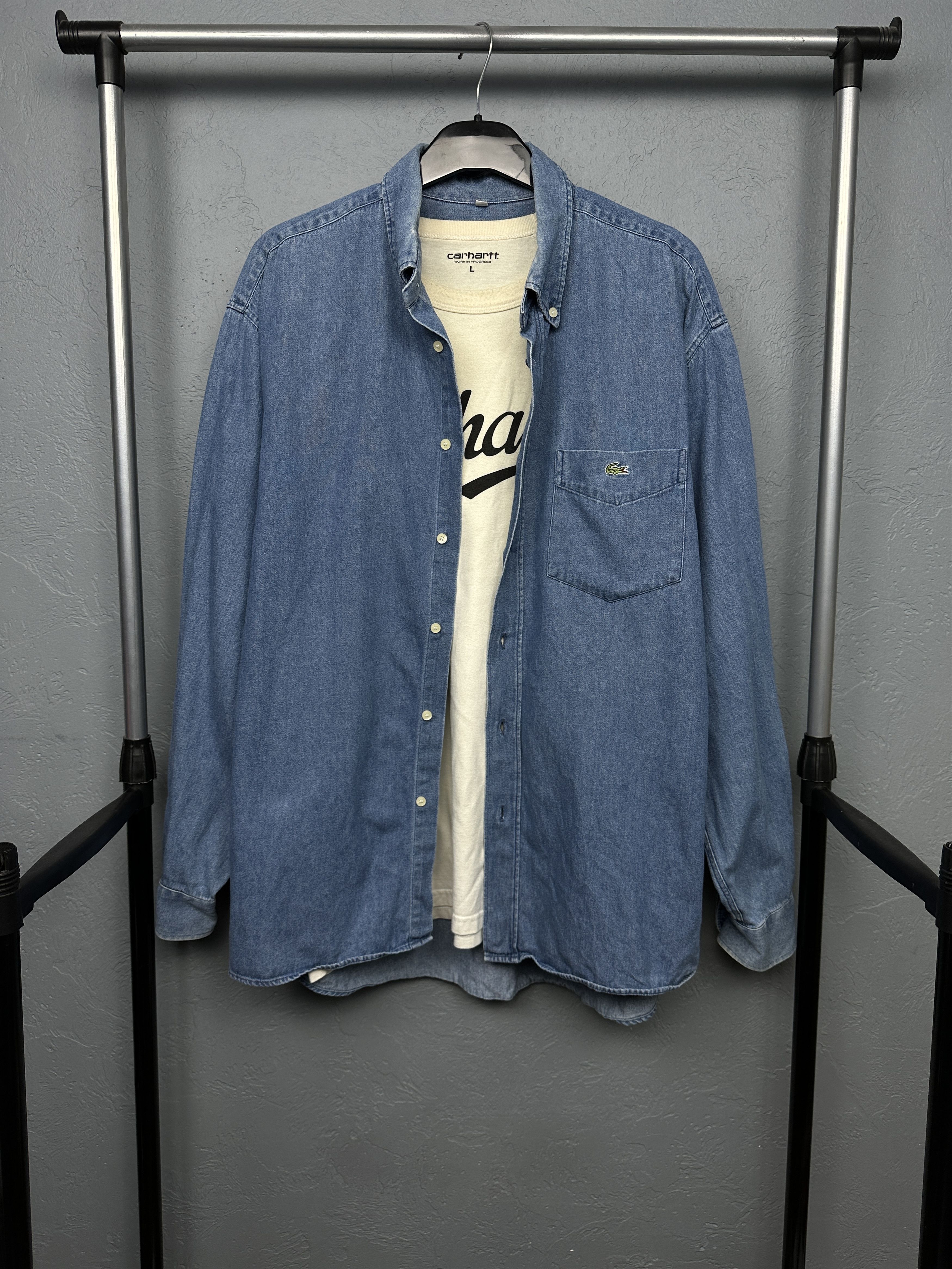 Lacoste Lacoste Vintage Mens Denim Long Sleeve Shirt Size US XL / EU 56 / 4 - 1 Thumbnail