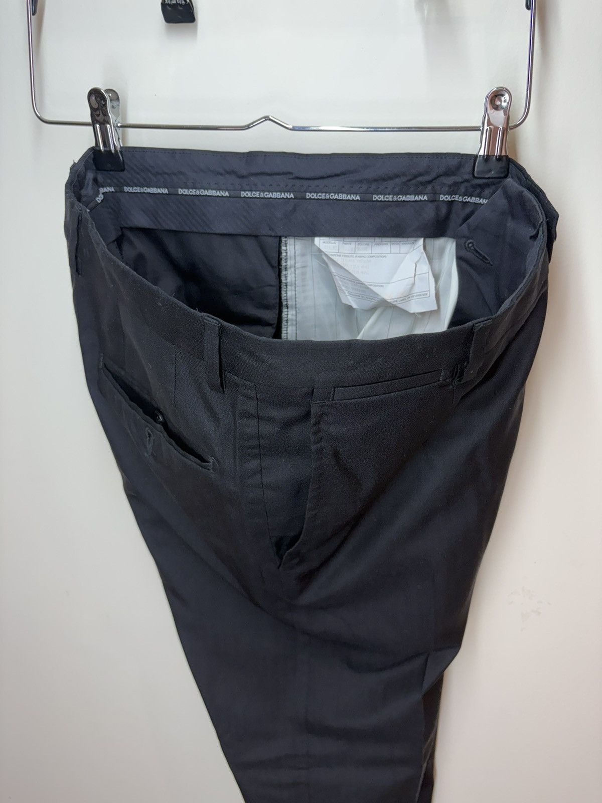 Dolce & Gabbana Vintage Dolce & Gabbana Black Wool & Silk Dress Trousers 30” Size 34S - 4 Thumbnail