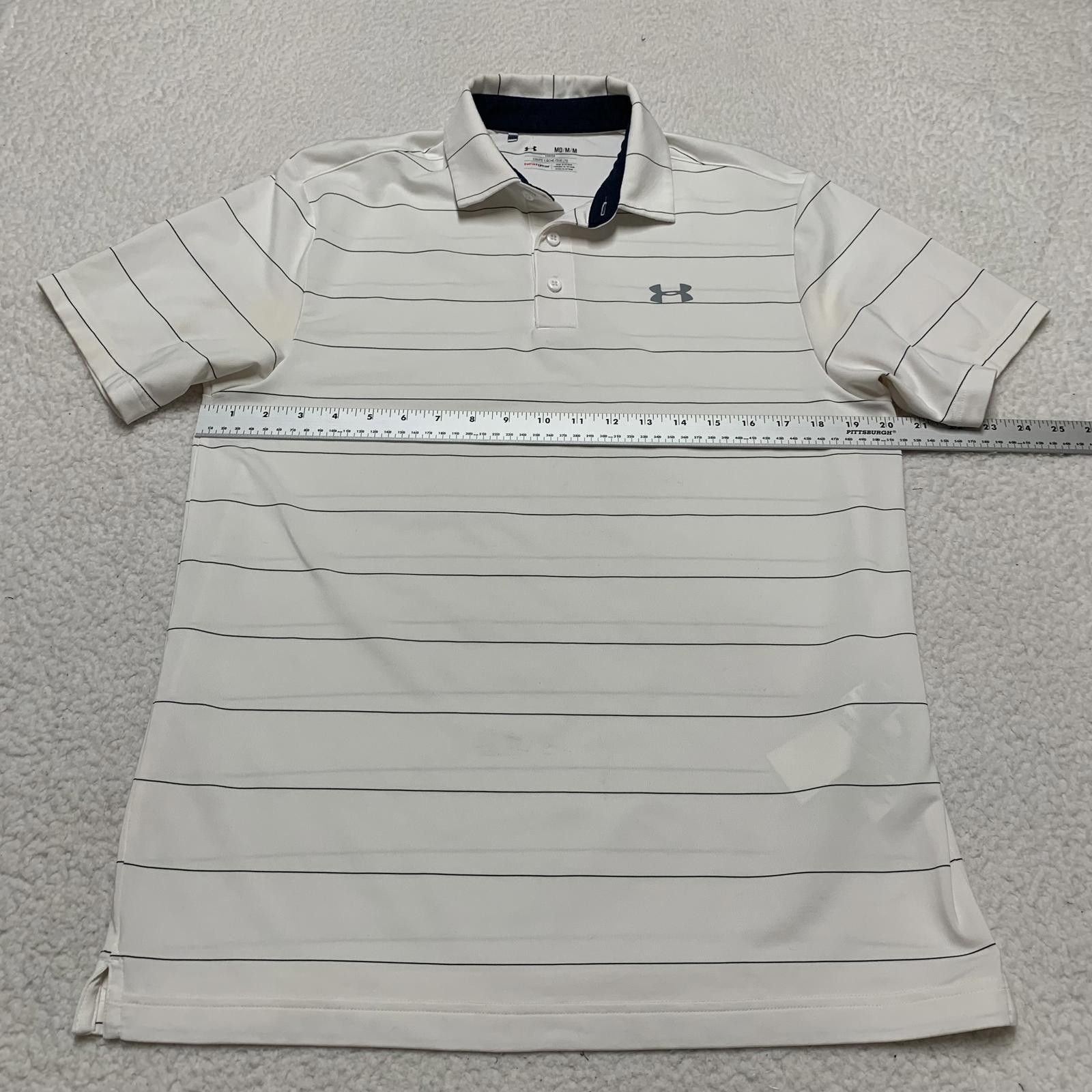 Under Armour Under Armour Men's Medium White Striped Polo Shirt Size US M / EU 48-50 / 2 - 10 Thumbnail