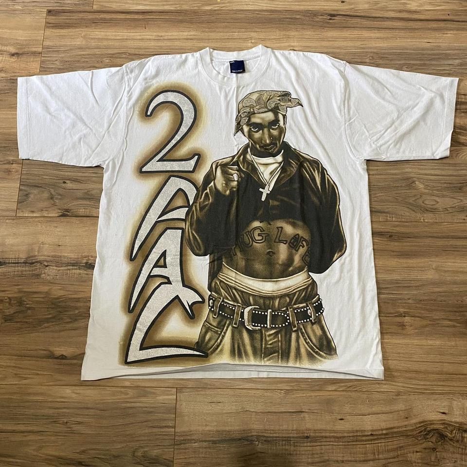 y2k Bluez Hip Hop 2Pac Airbrush Style Tee Shirt Size 2XL