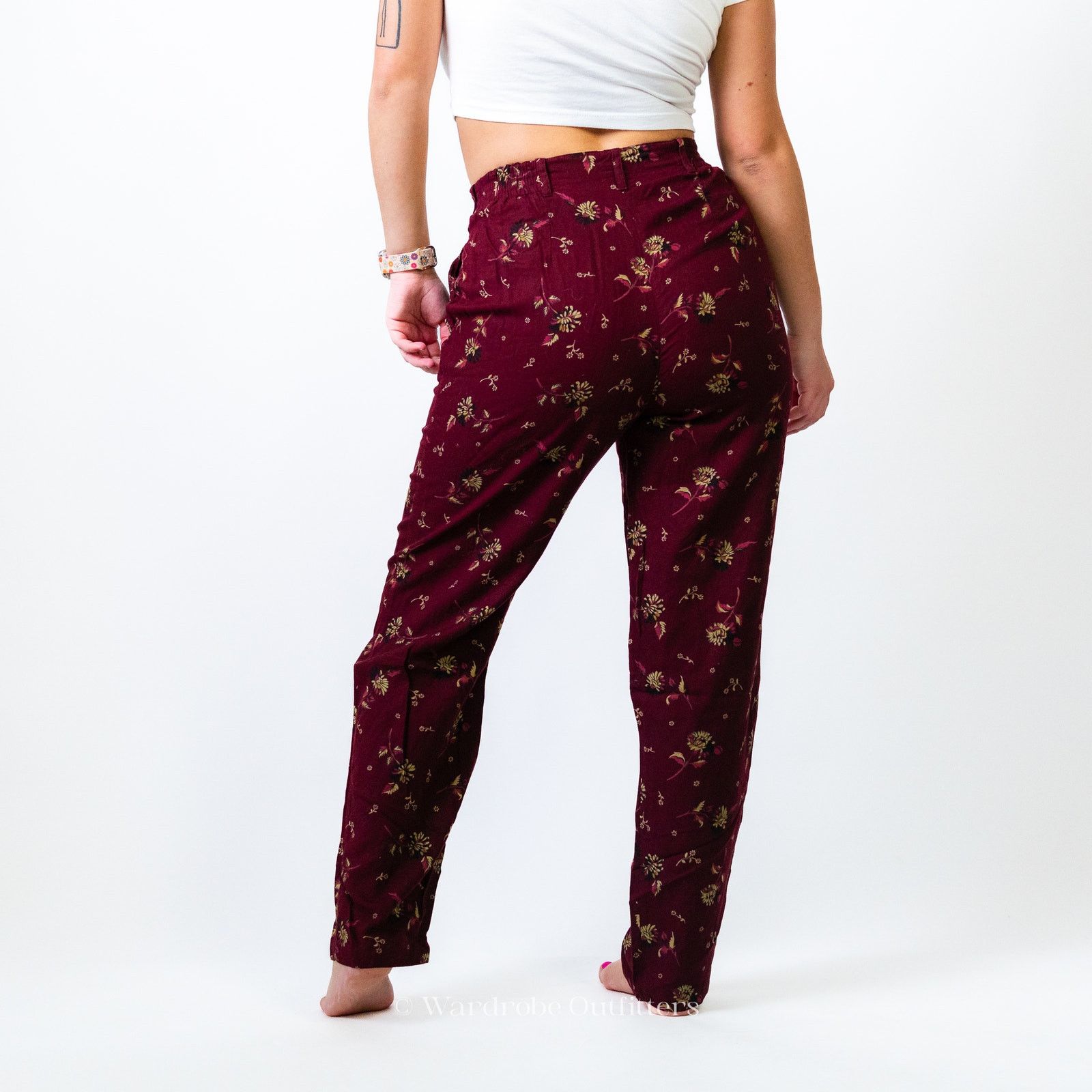 Woolrich Woolen Mills WOOLRICH Mulberry Maroon Floral Dress Pants Size 28" / US 6 / IT 42 - 3 Thumbnail