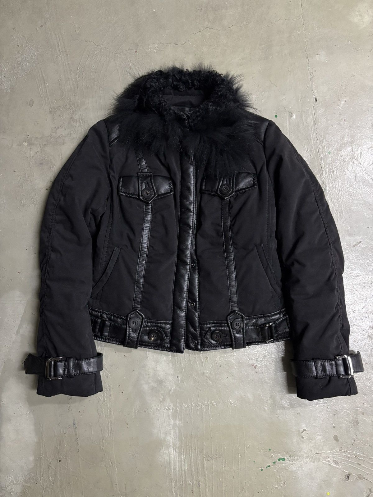 Beauty Beast Fragile Fur Faux Leather Demo Jacket Asymmetrical Lace Up Size US XS / EU 42 / 0 - 1 Thumbnail