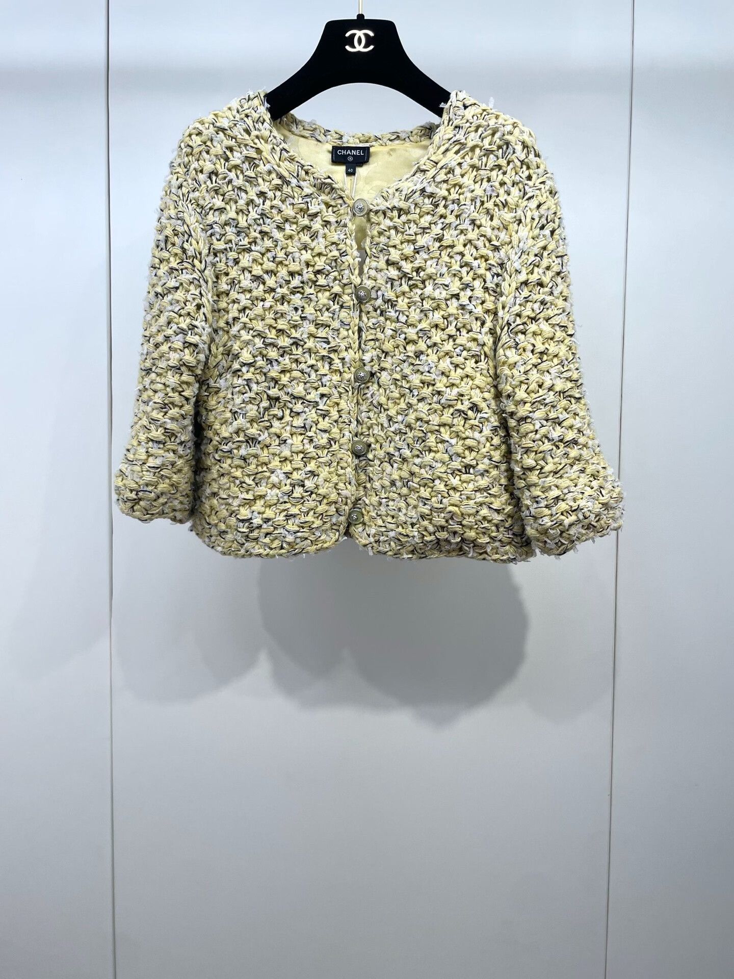Chanel Chanel Light Yellow Knit Short Jacket Size S / US 4 / IT 40 - 1 Thumbnail