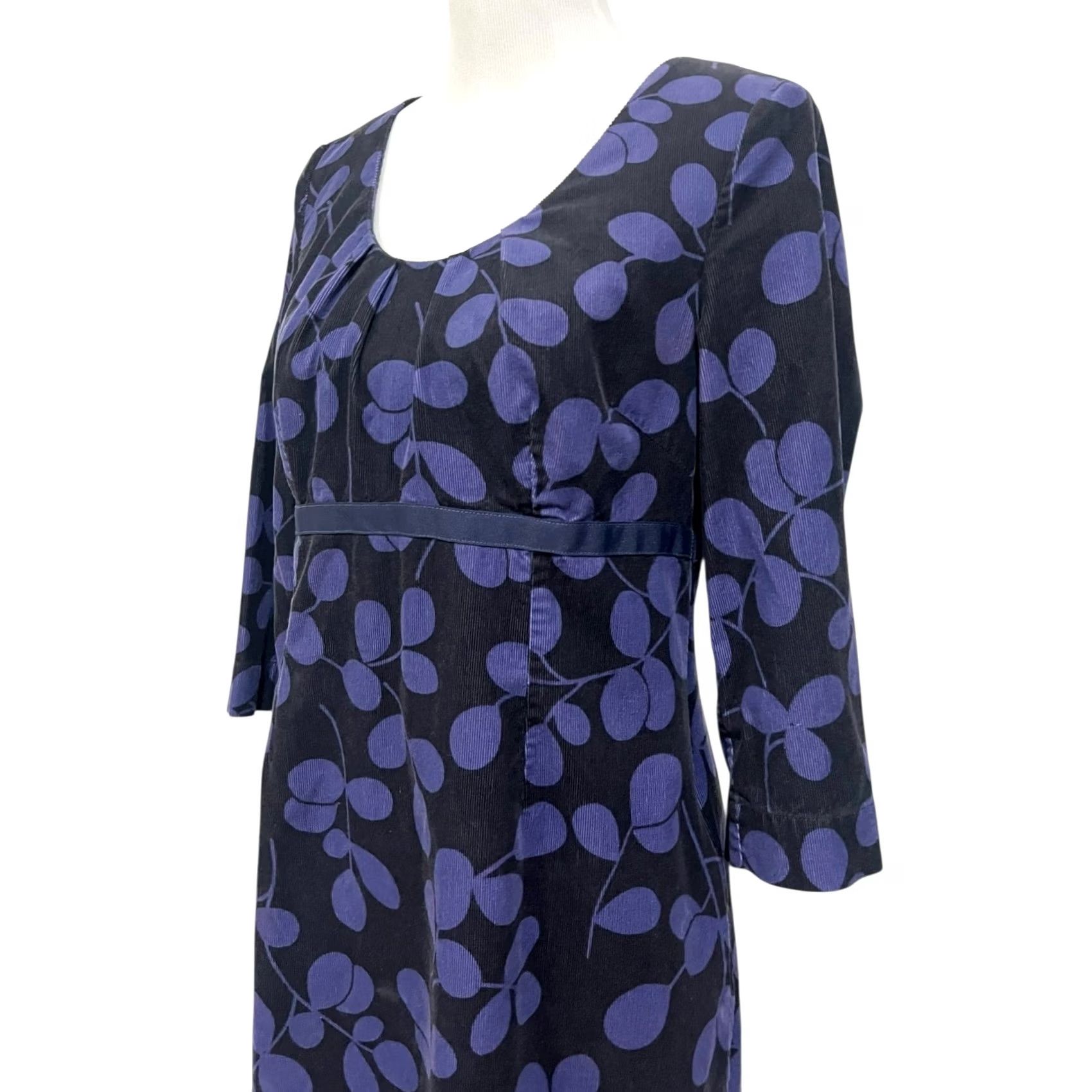 Boden Boden Corduroy Dress Purple Black Empire Waist Scoop Neck 3/4 Sleeve Women’s 8L Size Regular Knee Length Satin? Size M / US 6-8 / IT 42-44 - 4 Thumbnail