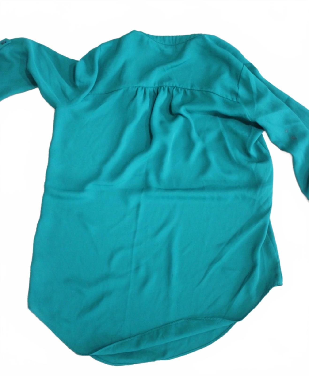 Decree Decree Teal Long Sleeve V-Neck Blouse w Buttoned Sleeve XS Size XS / US 0-2 / IT 36-38 - 6 Thumbnail