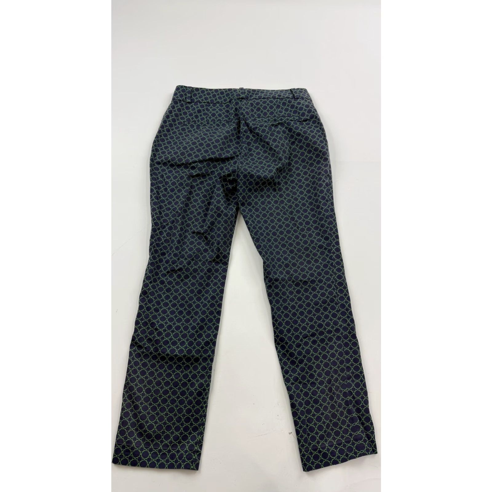 Banana Republic Banana Republic Pants Women 00P Petite Geometric Print Navy Green Cotton Spandex Straight Leg, Zipper Fly, Pockets, Stretch, Petite Womens 00P Size 24" / US 00 / IT 34 - 4 Thumbnail