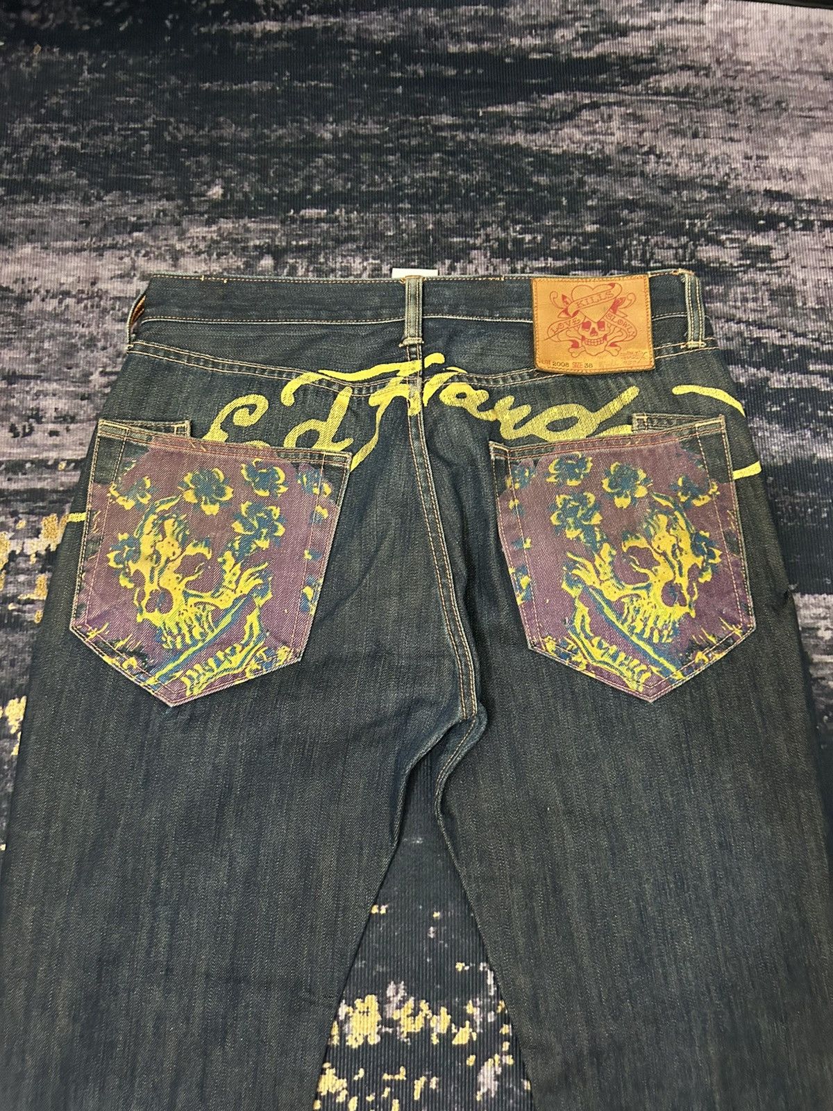 Ed Hardy 2008 Ed Hardy Skull Pocket Back Jeans Size US 38 / EU 54 - 7 Thumbnail