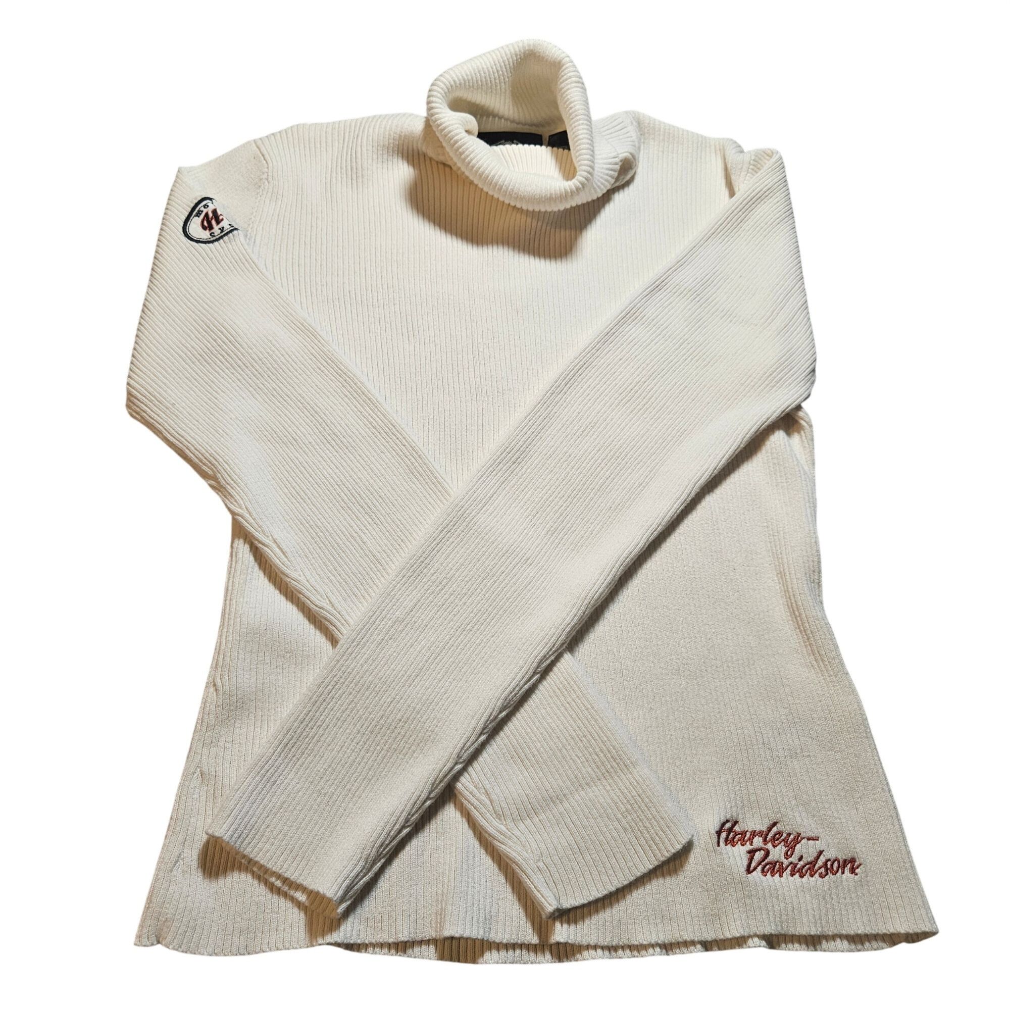 Harley Davidson VTG Harley-Davidson Women White Turtleneck Sweater S Y2K Str Size S / US 4 / IT 40 - 3 Thumbnail