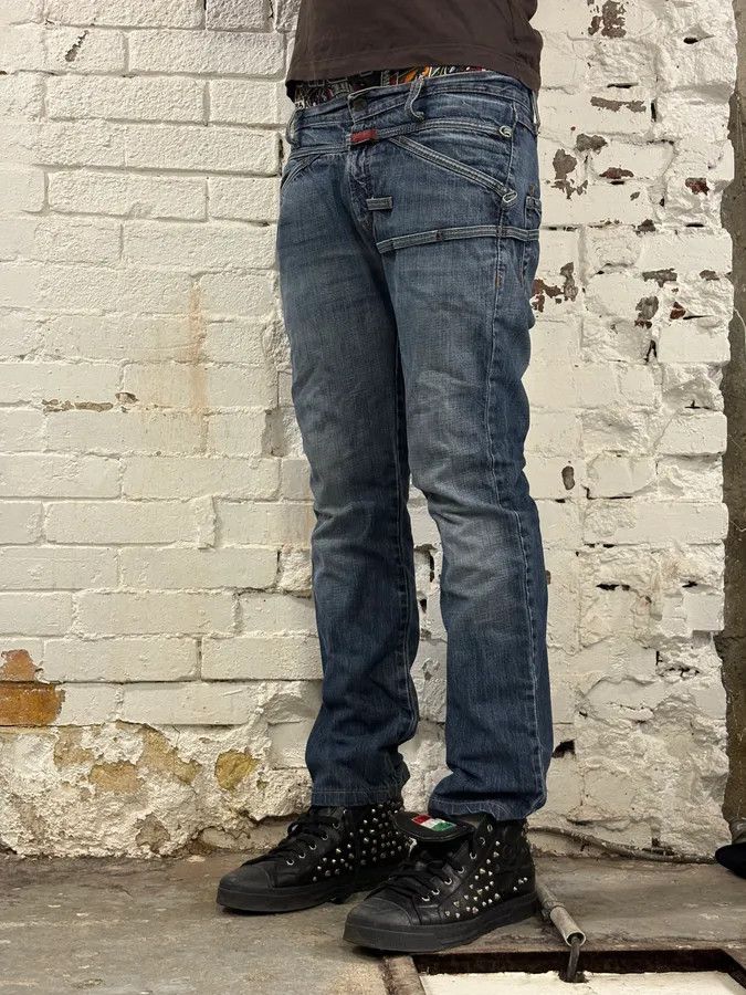 Marithe + Francois Girbaud 1990s Marithé + François Girbaud Navy Denim Cargo Jeans Size US 31 - 3 Thumbnail