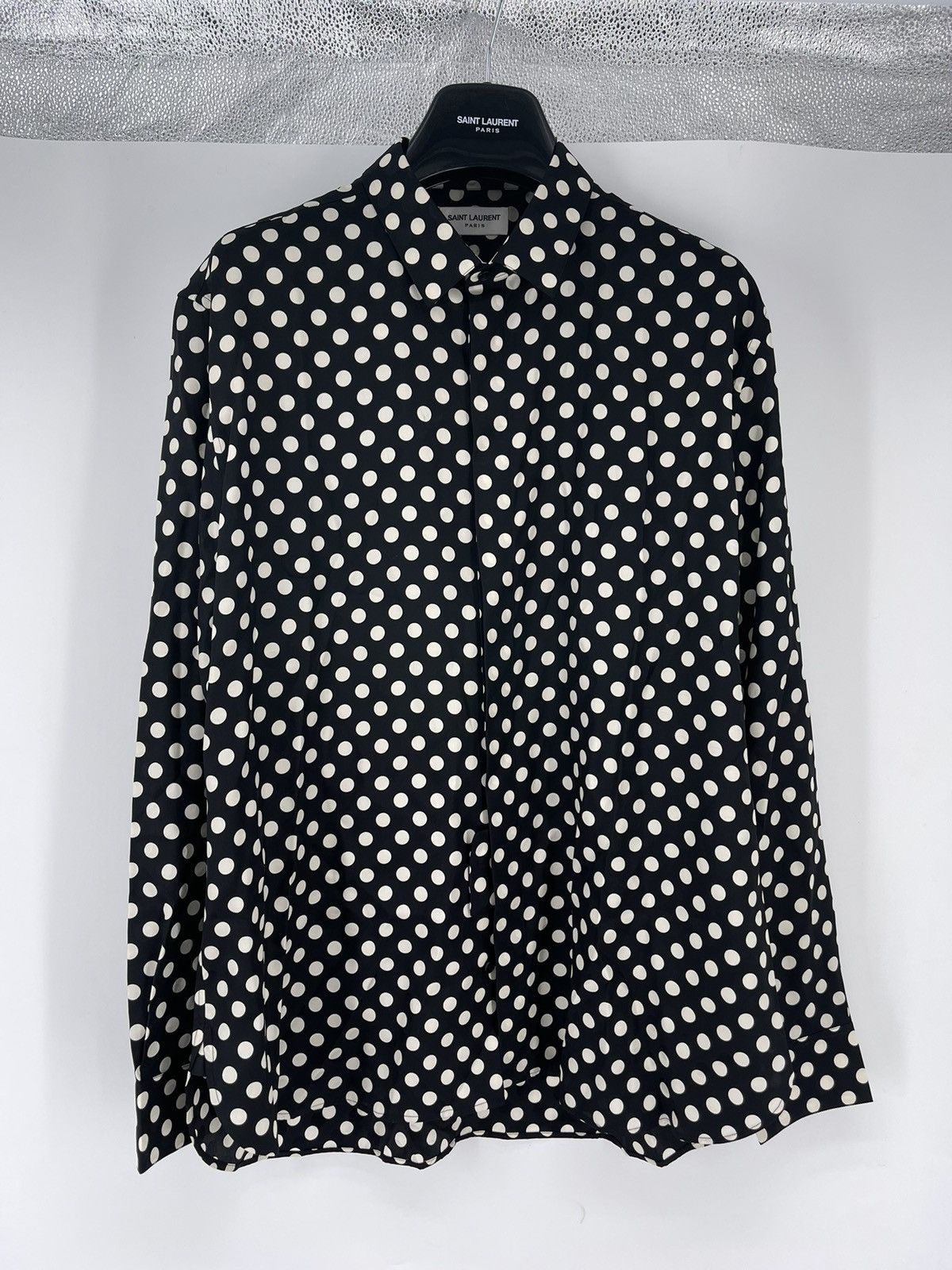 Saint Laurent Paris Saint Laurent Dotted Silk Shirt Size US L / EU 52-54 / 3 - 1 Thumbnail