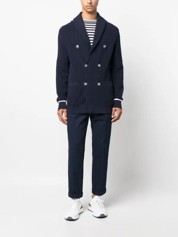 Brunello Cucinelli o1y0526 Cardigan in Midnight Blue Size US M / EU 48-50 / 2 - 5 Thumbnail