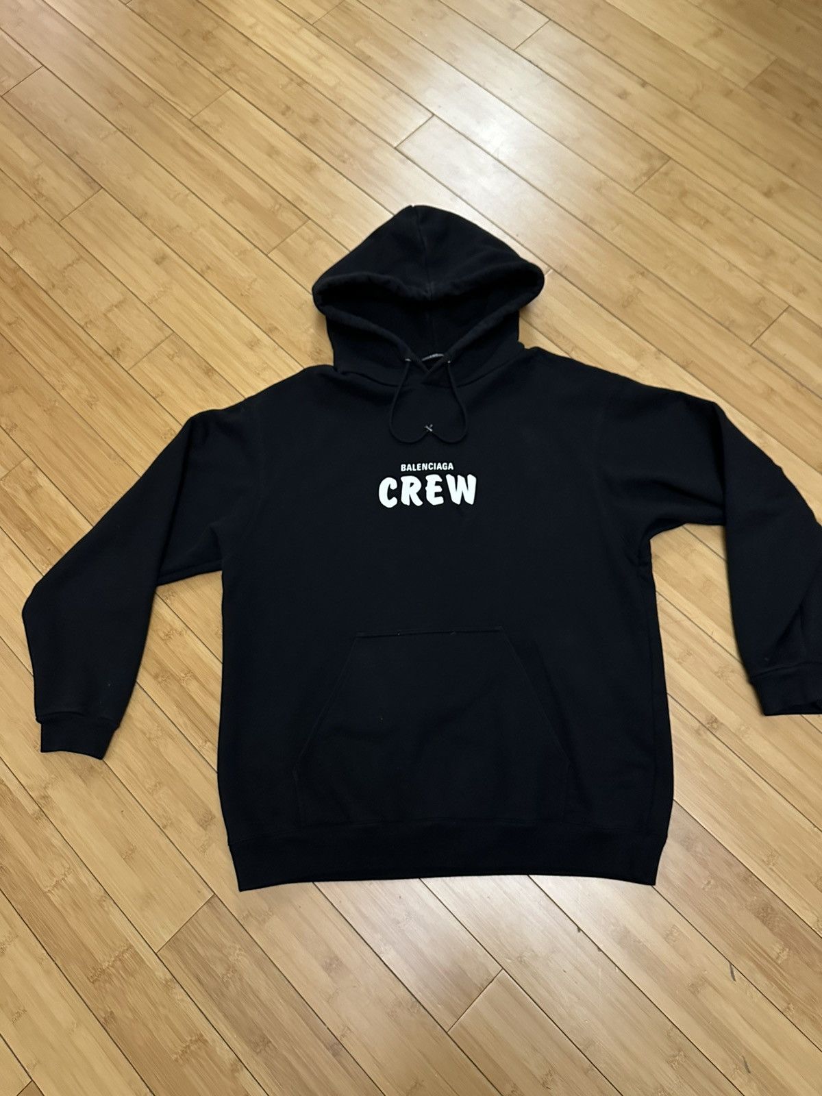 image of Balenciaga “Crew” Hoodie in Black, Men's (Size Medium)