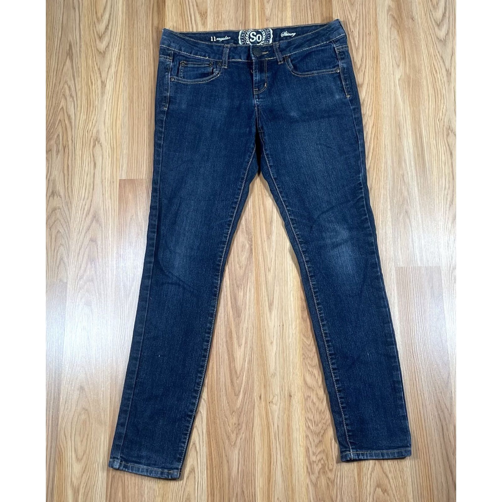 Denime SO Jeans Womens 11 Regular Skinny Leg Mid Rise Stretch Blue Denim Pants Size 32" / US 10 / IT 46 - 2 Thumbnail