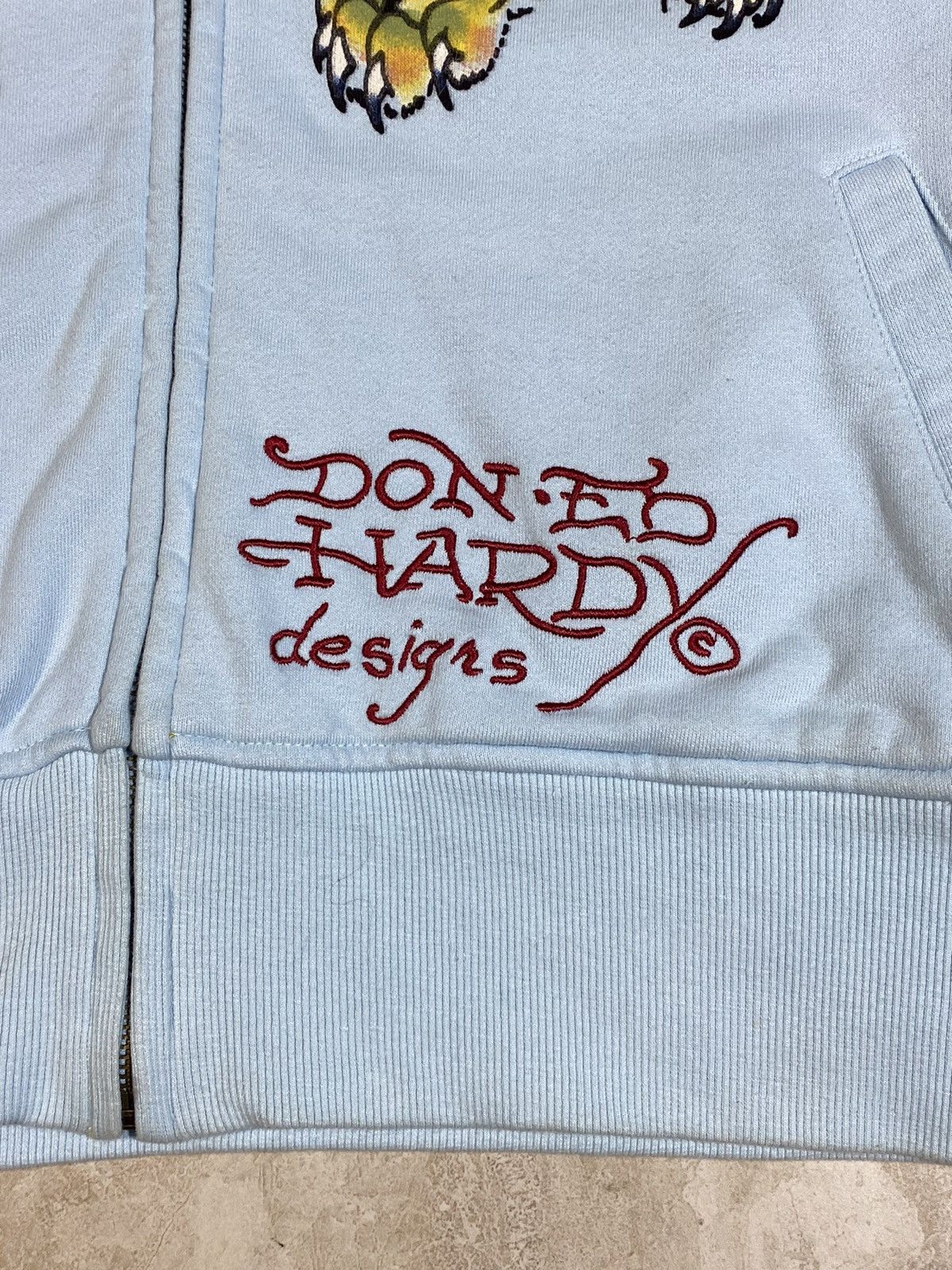 Ed Hardy × Japanese Brand Ed Hardy y2k hype streetwear style light blue zip hoodie Size US M / EU 48-50 / 2 - 8 Thumbnail
