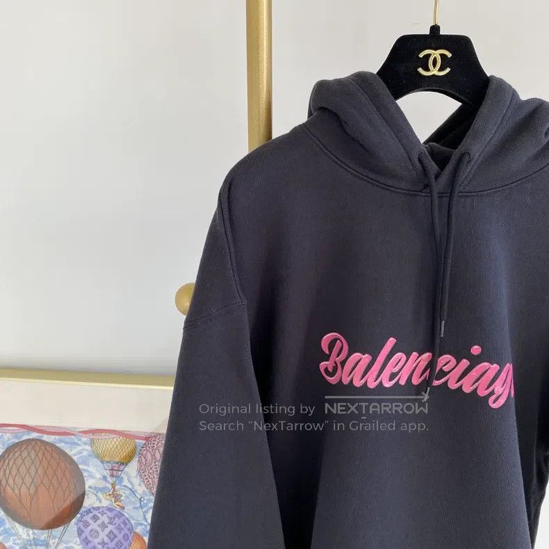 Balenciaga Balenciaga Black Letter Logo Hooded Sweatshirt Size US M / EU 48-50 / 2 - 3 Thumbnail