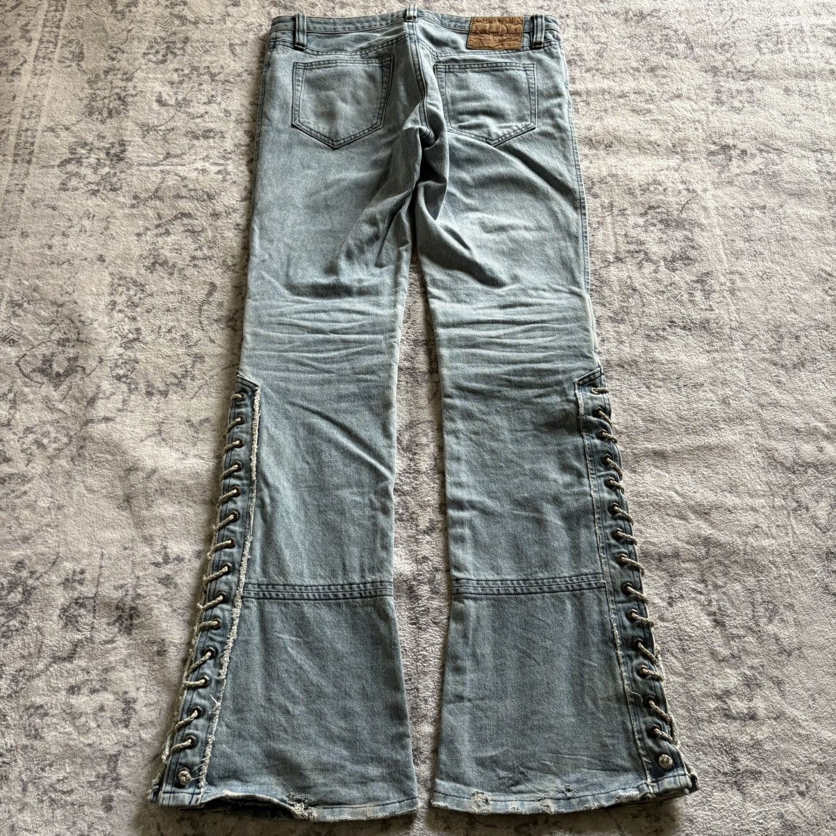 Roen Roen by Hiromu Takahara Lace-Up Flared Denim Jeans | Size 2 Size US 32 / EU 48 - 8 Thumbnail