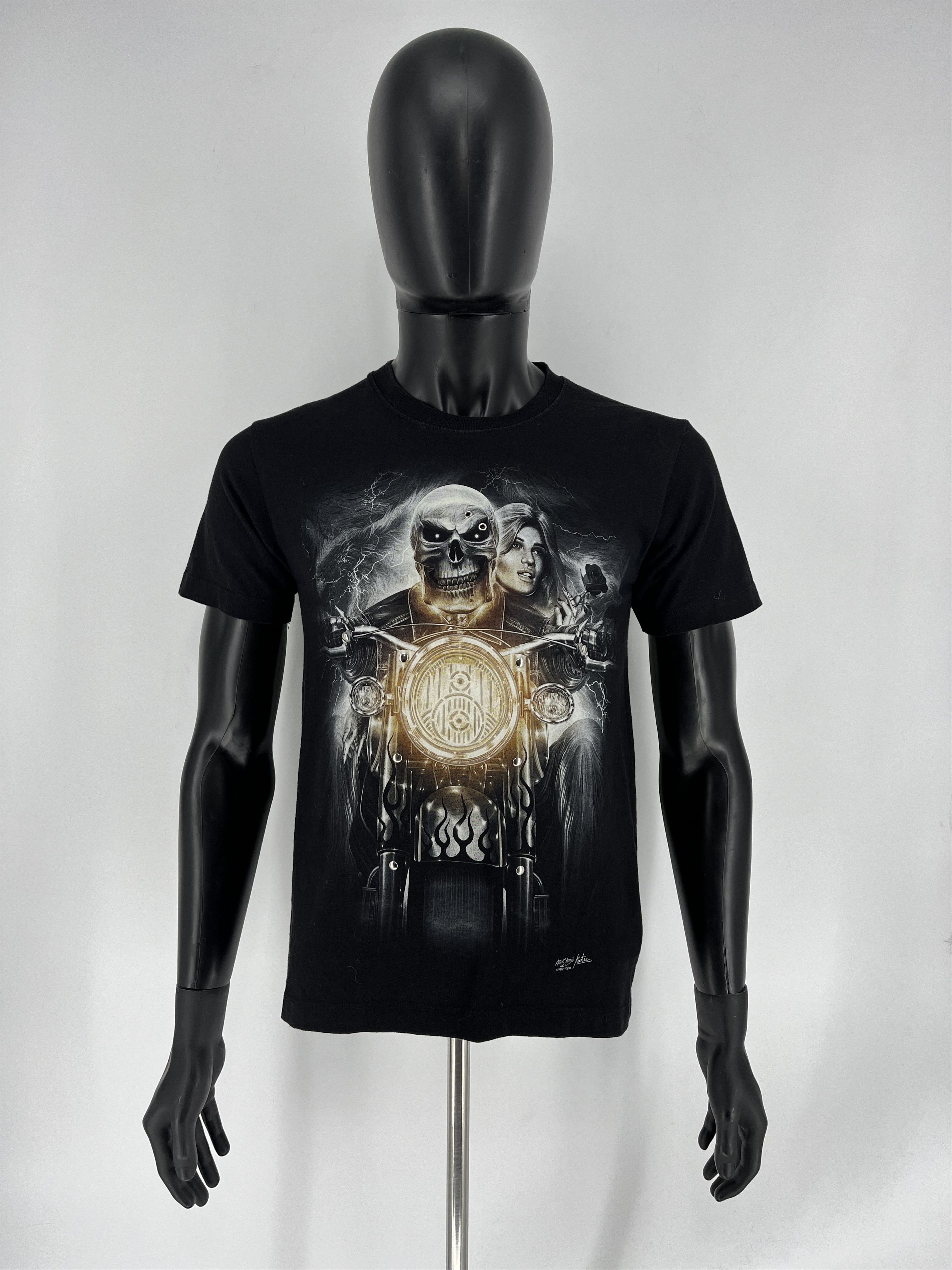 Vintage T-shirt Skeleton and a girl with a girl on a motorcycle Size US S / EU 44-46 / 1 - 3 Thumbnail