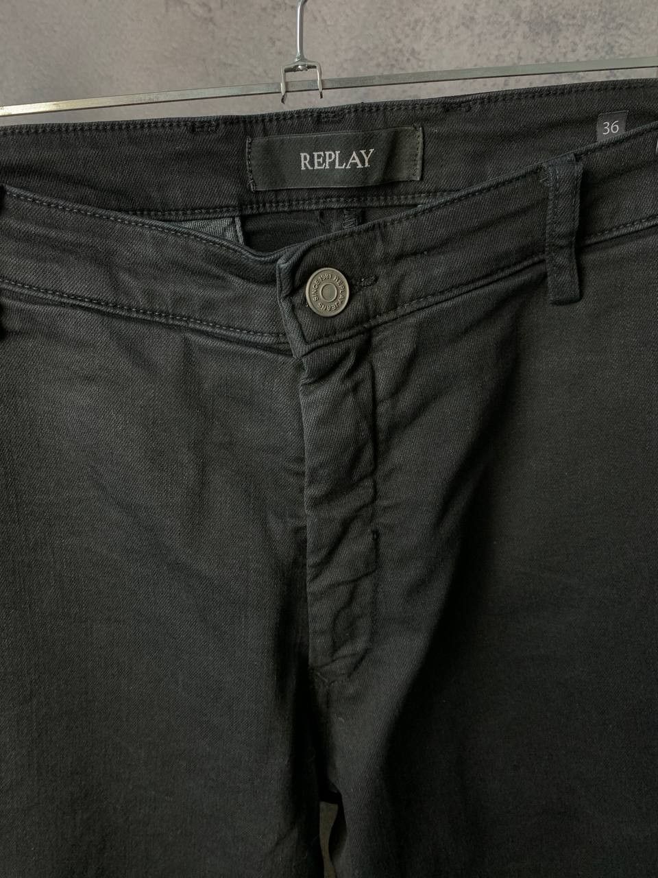 Designer REPLAY MB9722 Jeans Pants Denim Straight Fit Black Size US 36 / EU 52 - 8 Thumbnail