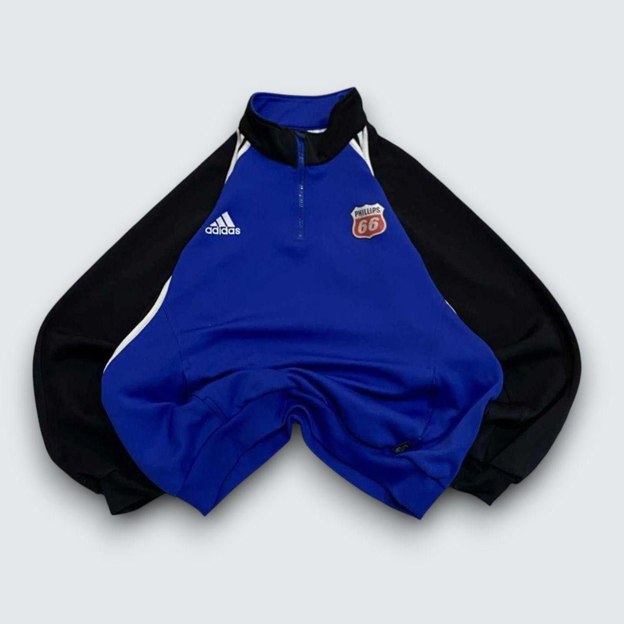 Adidas Vintage 90s Adidas Phillips 66 Sweatshirt Blue XL Size US XL / EU 56 / 4 - 1 Thumbnail
