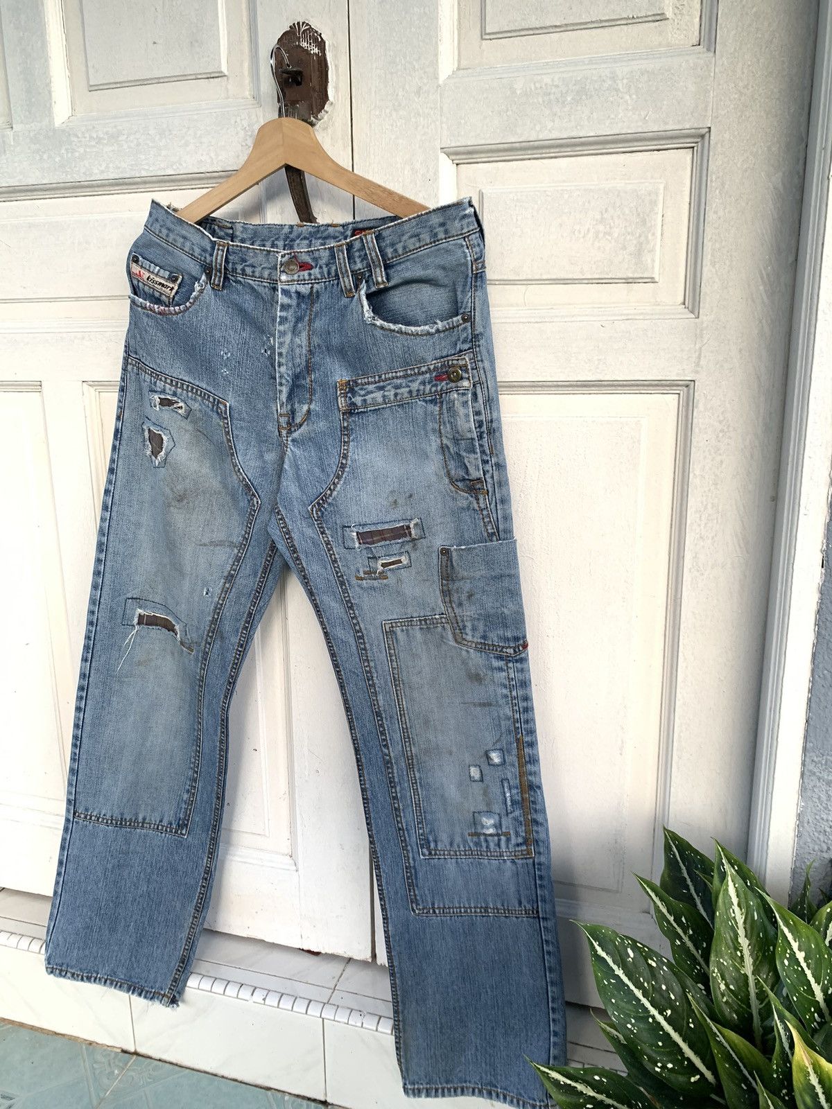 Japanese Brand Kissmark doubleknee patchwork jeans Size US 31 - 2 Thumbnail