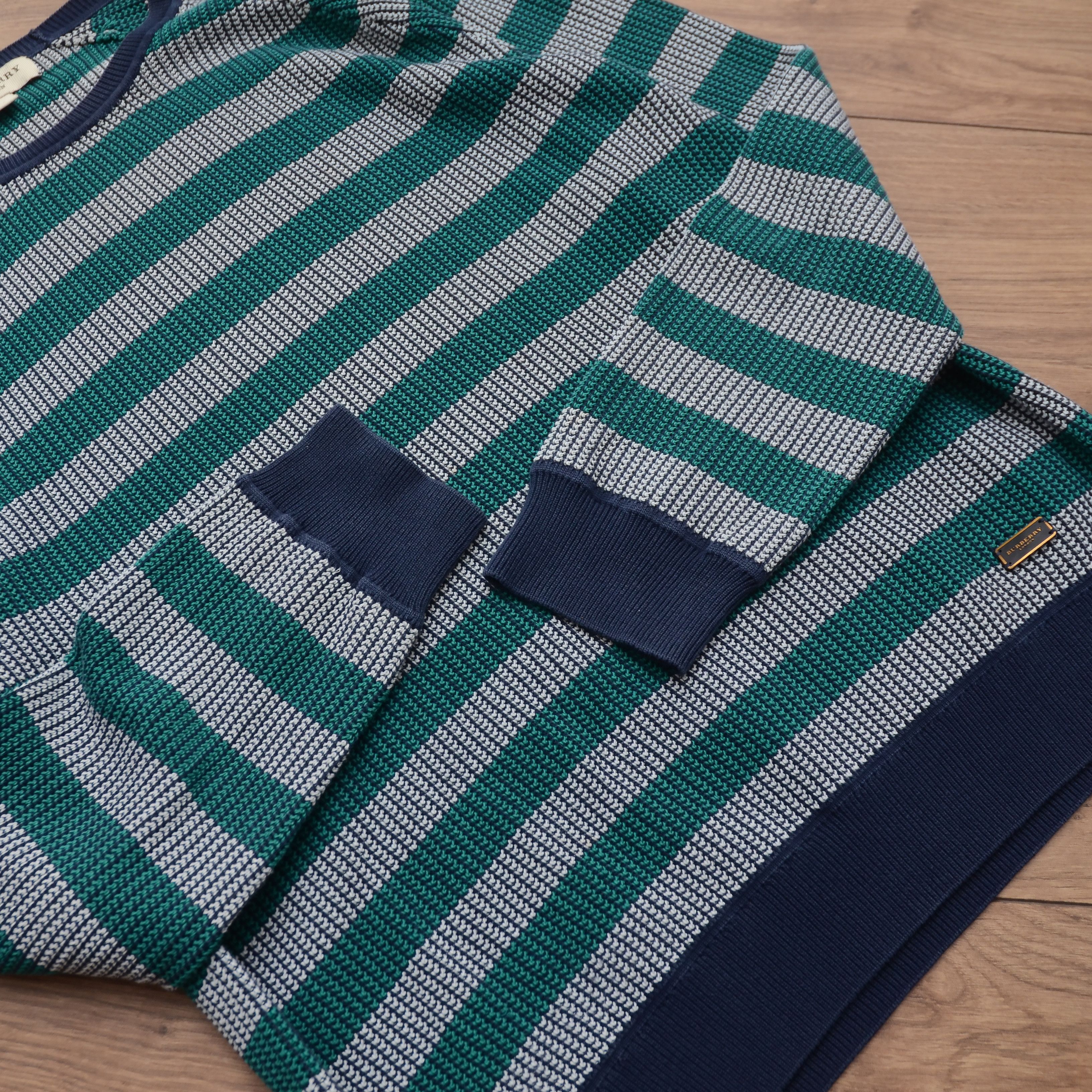 Burberry Burberry Striped Sweater Knit Green Gray Men's Crewneck Size US M / EU 48-50 / 2 - 11 Thumbnail