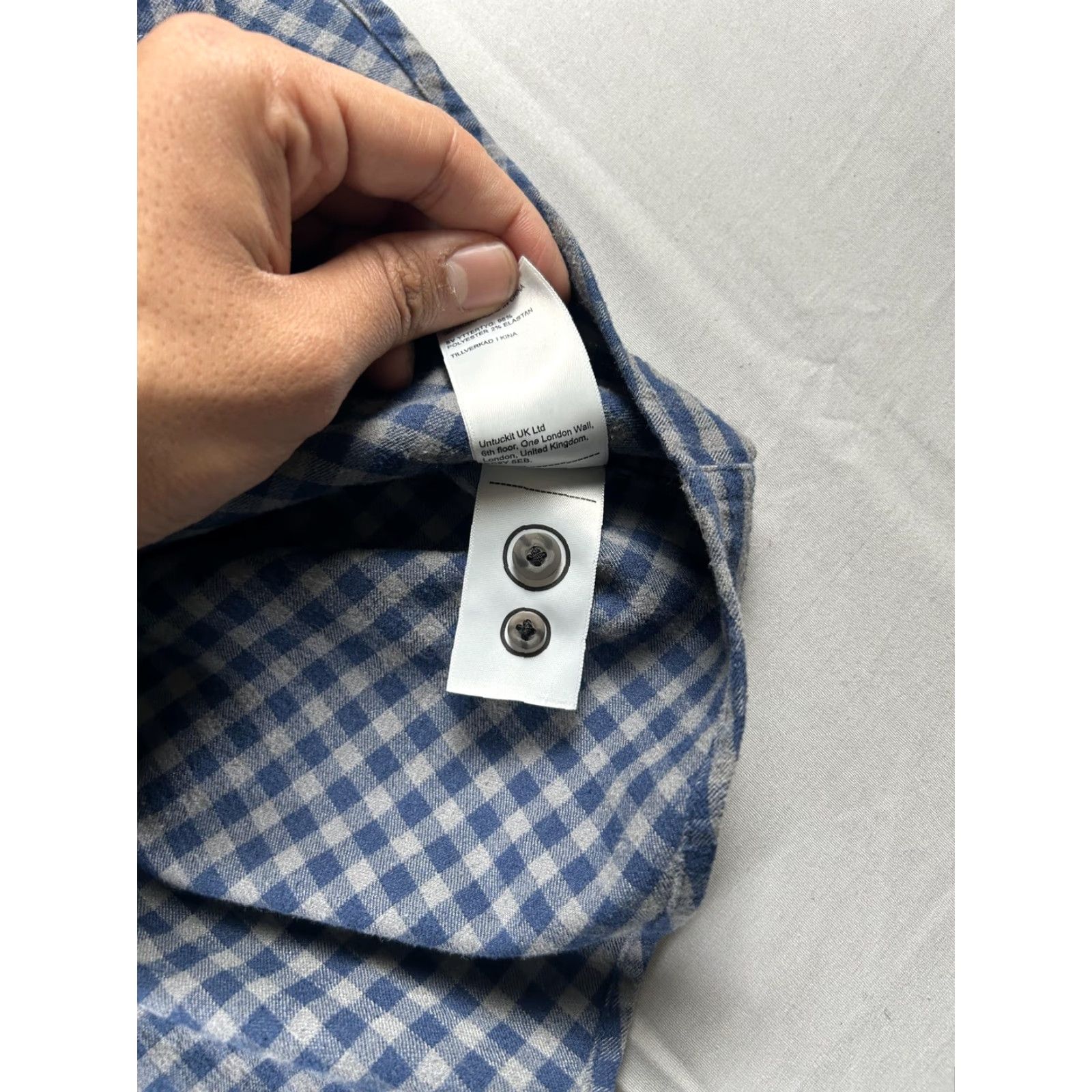UNTUCKit UNTUCKit Shirt Mens 2XL Blue Check Bergstrom Stretch Long Sleeve Button Up Size US XXL / EU 58 / 5 - 7 Thumbnail
