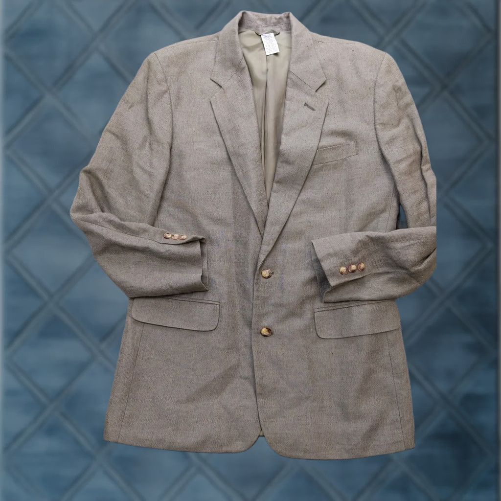 Liz Claiborne Claiborne Sport Coat Mens 40 Long Brown Linen Cotton Blazer Jacket Summer Business Casual Notch Lapel Two-Button Front Front Two-Button Size 40R - 1 Thumbnail