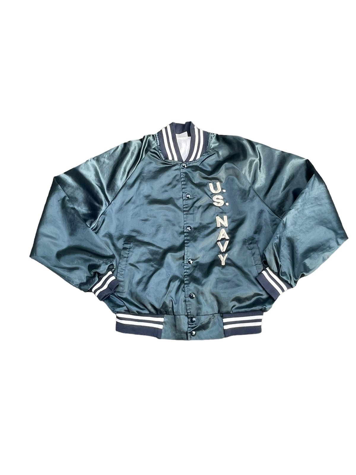 image of Auburn USN x Vintage 80’S Us Navy Sateen Jacket in Blue, Men's (Size Large)