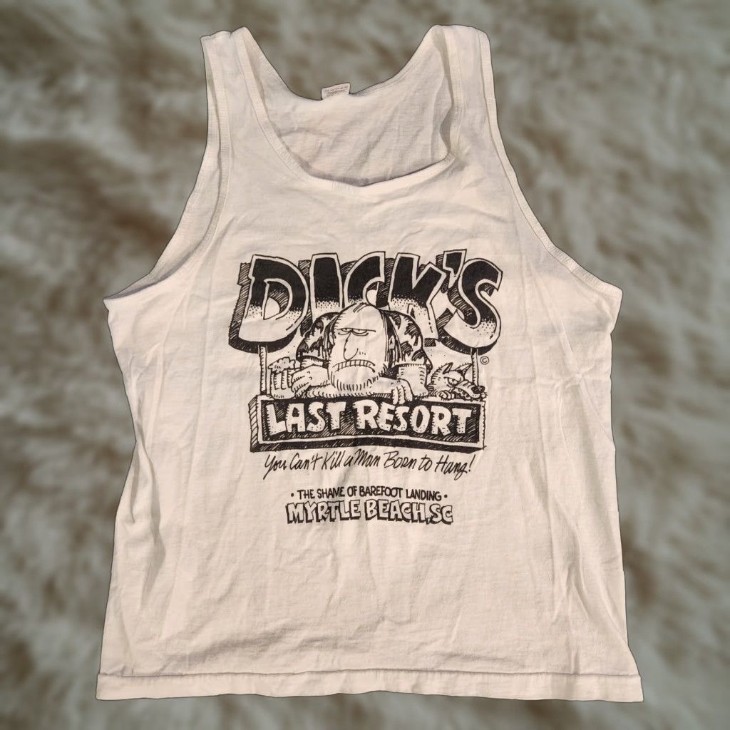 Fruit Of The Loom VINTAGE Fruit of the Loom Tank Top Dick’s Last Resort 90s USA White Cotton Sleeveless L Mens Size US L / EU 52-54 / 3 - 1 Thumbnail