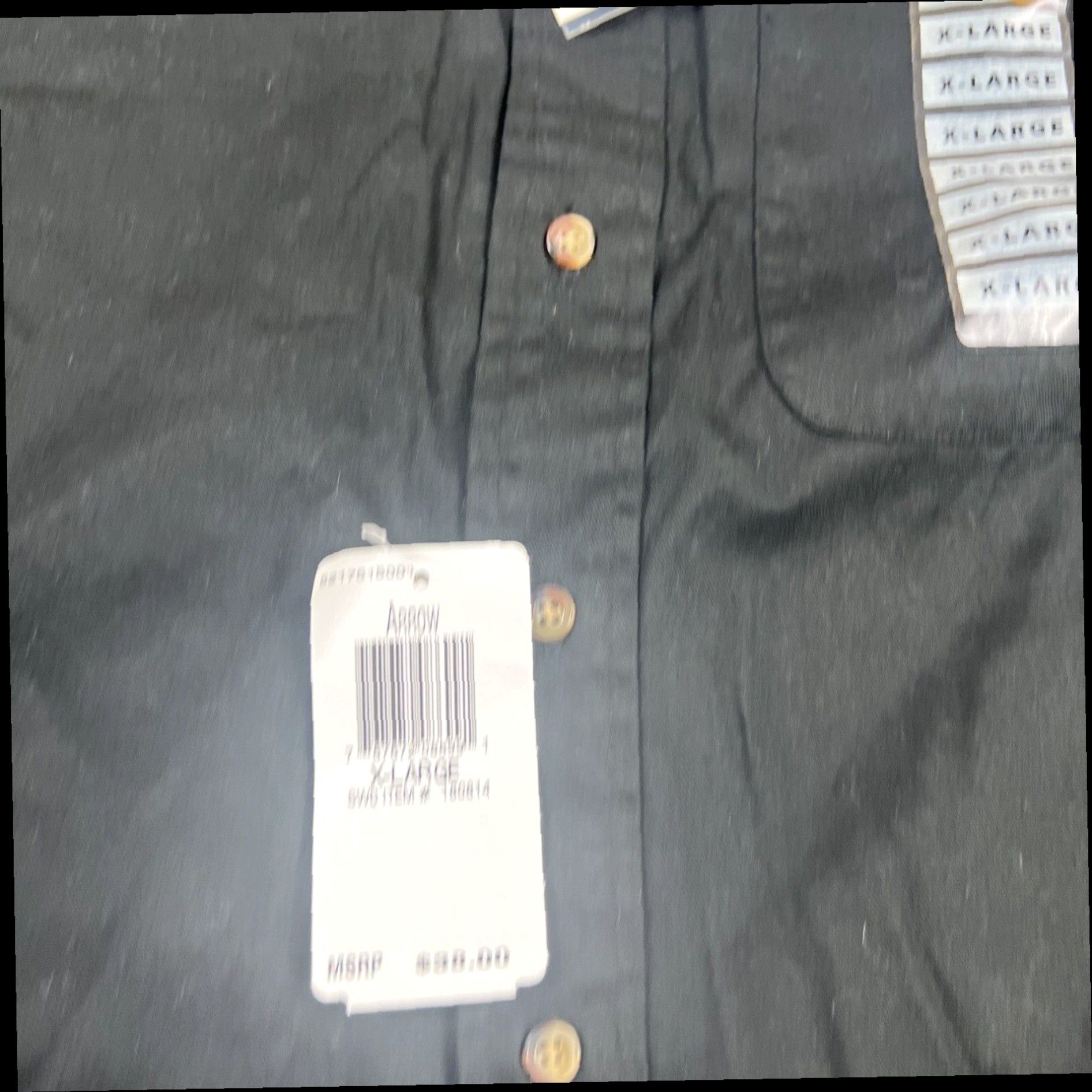 Arrow ARROW Stain FREE Men's Shirt Size XL Solid Black Front Pocket Long Sleeve New Size US XL / EU 56 / 4 - 2 Thumbnail