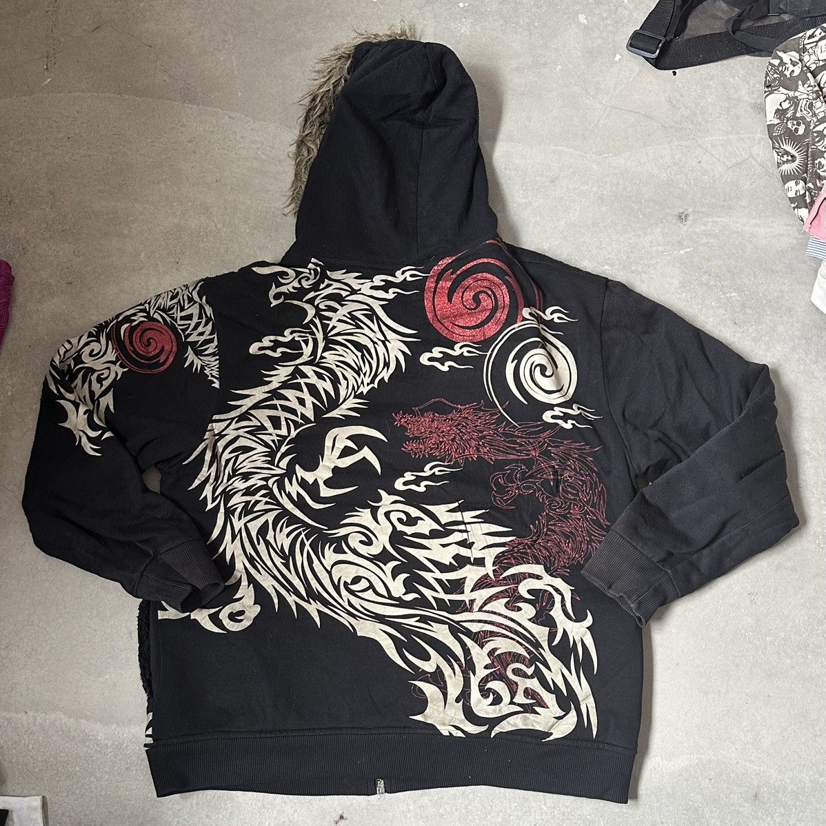 Japanese Brand VINTAGE JAPAN DRAGON SHERPA TATTOE HOODIE Size US L / EU 52-54 / 3 - 9 Thumbnail