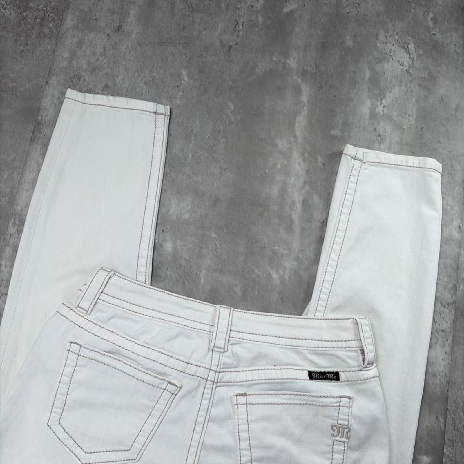 Other Y2K White Miss Me Grunge Gothic Ankle Skinny Denim Jeans Size 27" / US 4 / IT 40 - 5 Thumbnail
