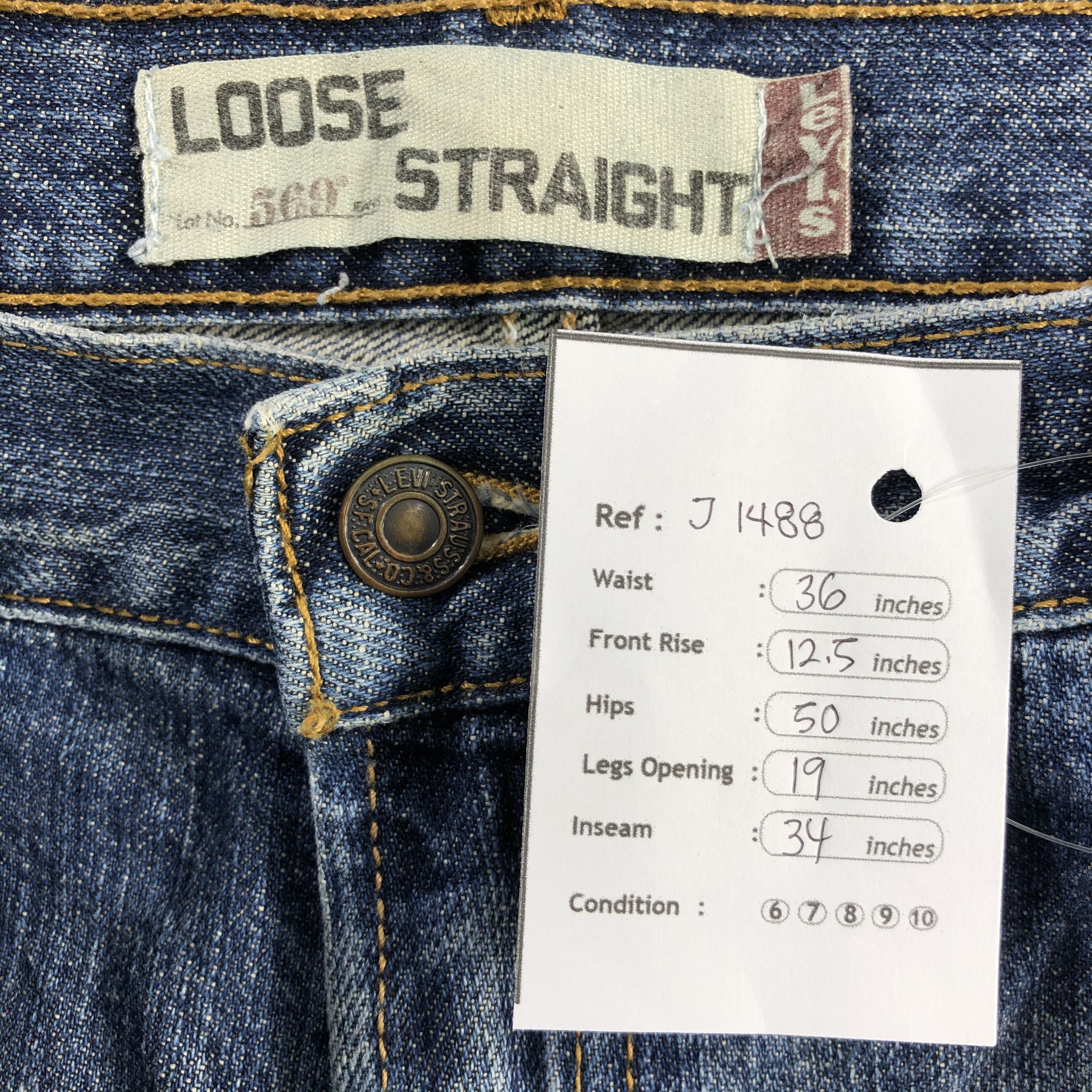 Levi's Vintage Blue Wash Levis 569 Jeans-J1488 Size US 36 / EU 52 - 12 Thumbnail