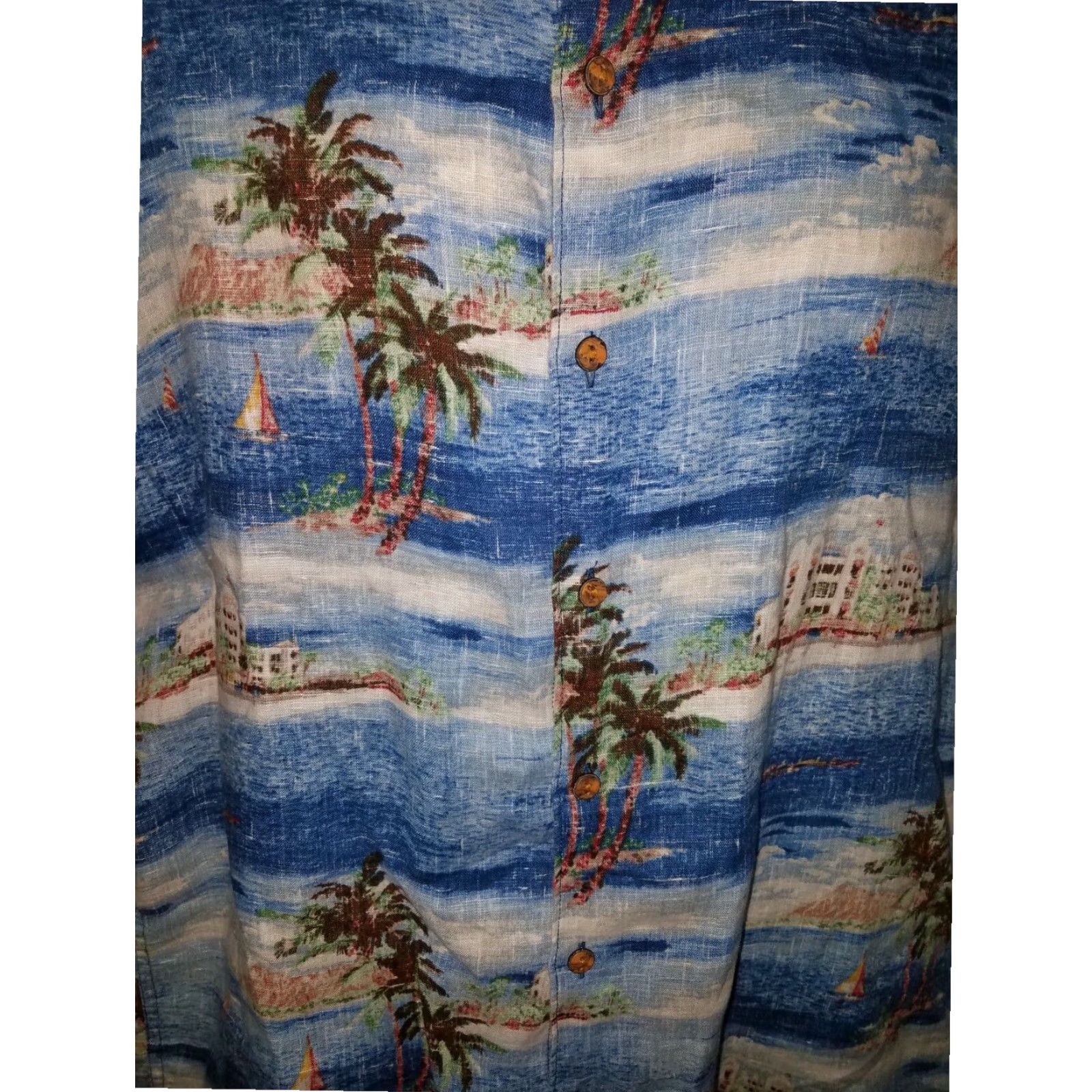 Lucky Brand Lucky Brand Hawaiian Multicolor Linen Short Sleeve Button Down Shirt Adult XL Size US XL / EU 56 / 4 - 3 Thumbnail