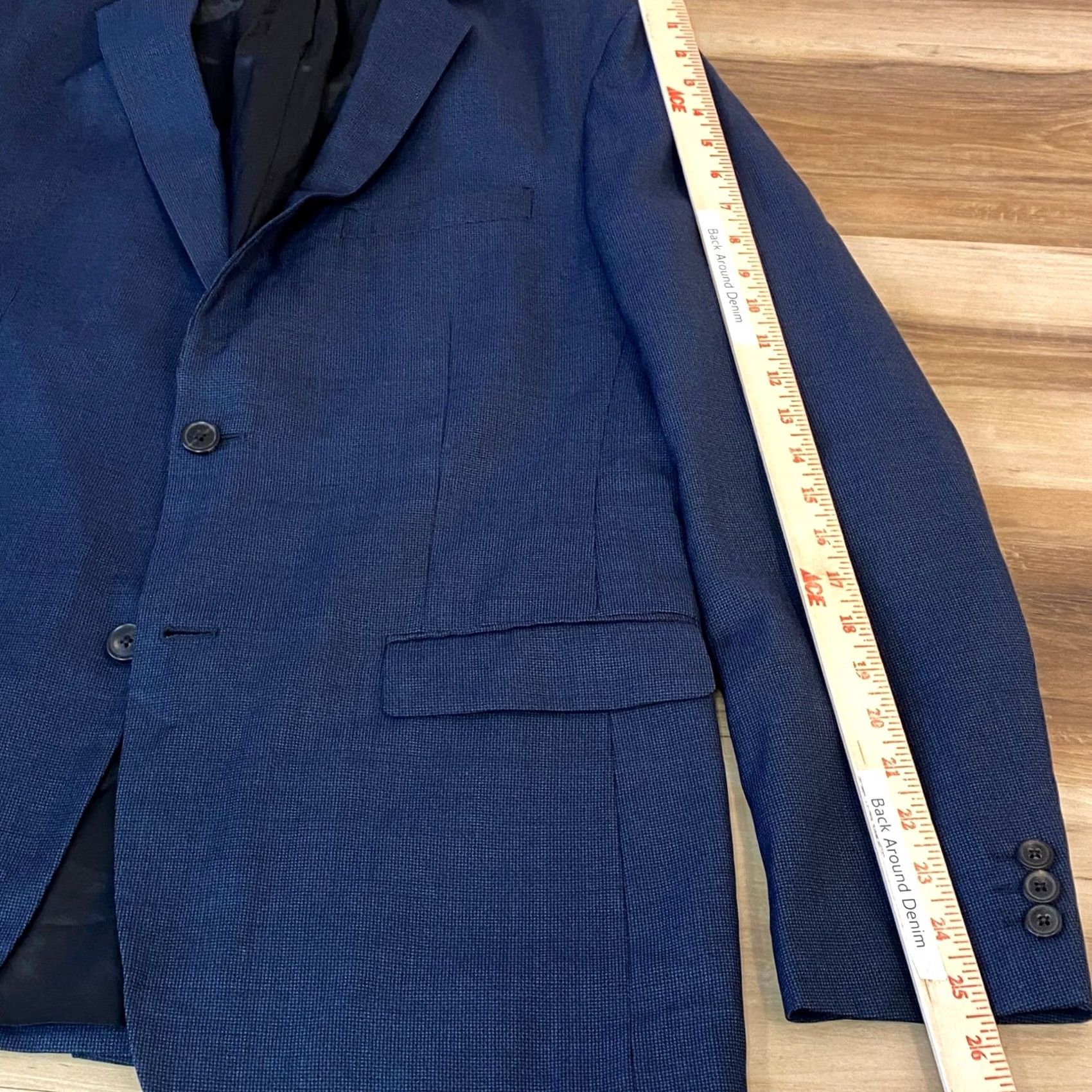 Theory Theory Blazer Mens 42 Sport Coat Wool Blue Micro Pattern Notch Lapel Four-Button Cuffs Two-Button Front Formal Business Regular Cowan? Size 42R - 6 Thumbnail