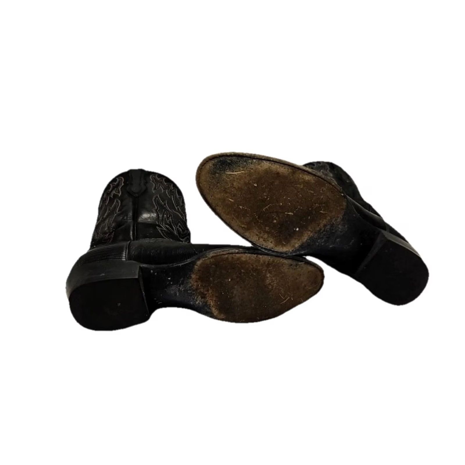 Skin VINTAGE Unbranded Western Boots Men 9D Black Lizard Leather Cowboy Pull On Round Toe Leather Cushioned Made in Mexico Size US 9 / EU 42 - 7 Thumbnail