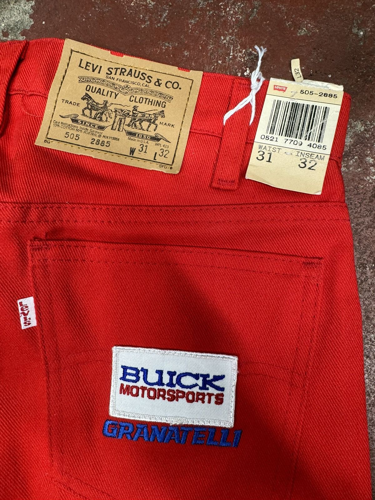 Image of Levis x Levis Vintage Clothing Vintage 1980's Deadstock Levi 505-2885 Pit Crew Pants in Red, Women'