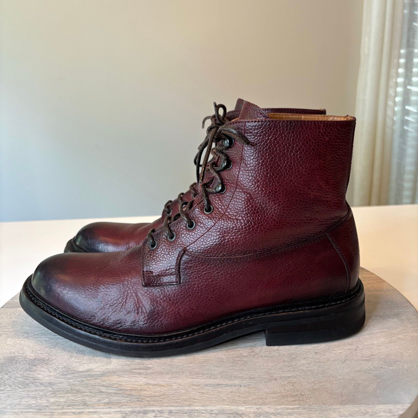 Officine Creative Burgundy Pebbled Leather Combat Boots Italy EU 42.5 US 10.5 Officine Creative Officine Creative Burgundy Combat Boots  main image 4