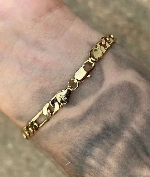 Other Gold Bracelet Figaro Link 8in 6mm Size ONE SIZE - 6 Thumbnail